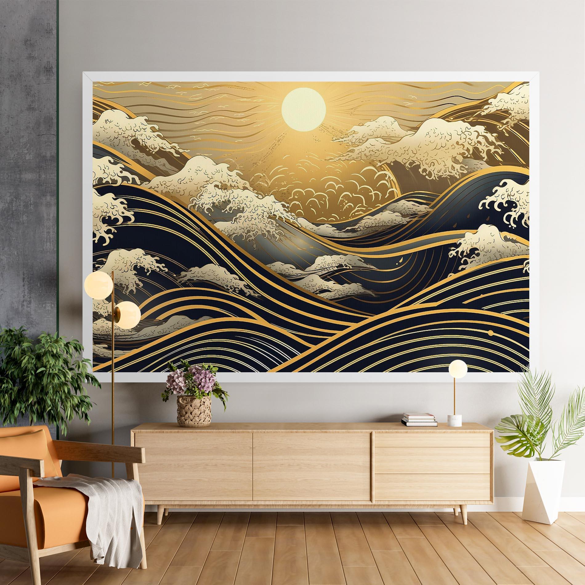 Vászonkép Gold Waves Landscape mockup 9