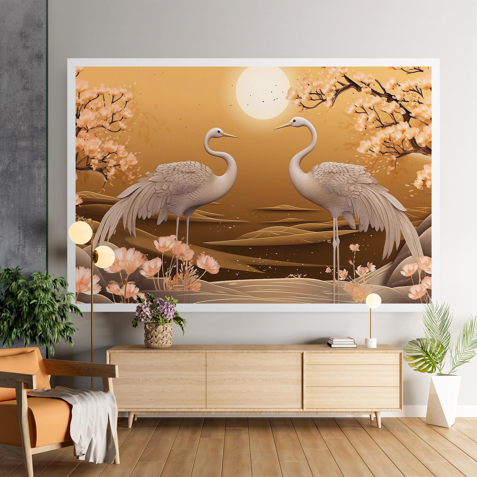 Vászonkép White Chinese Birds mockup 9