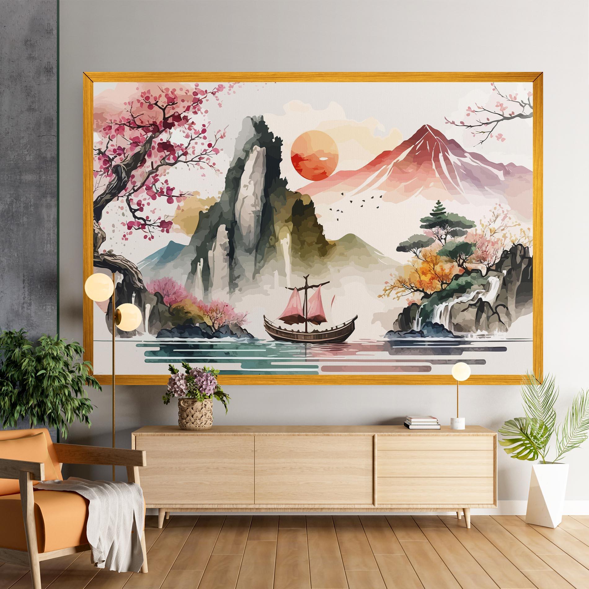 Vászonkép Asian Orange Sunset mockup 9