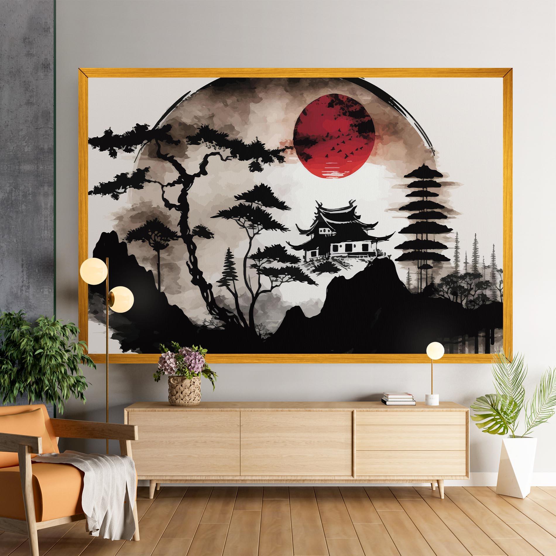 Vászonkép Asian Red Moon mockup 9