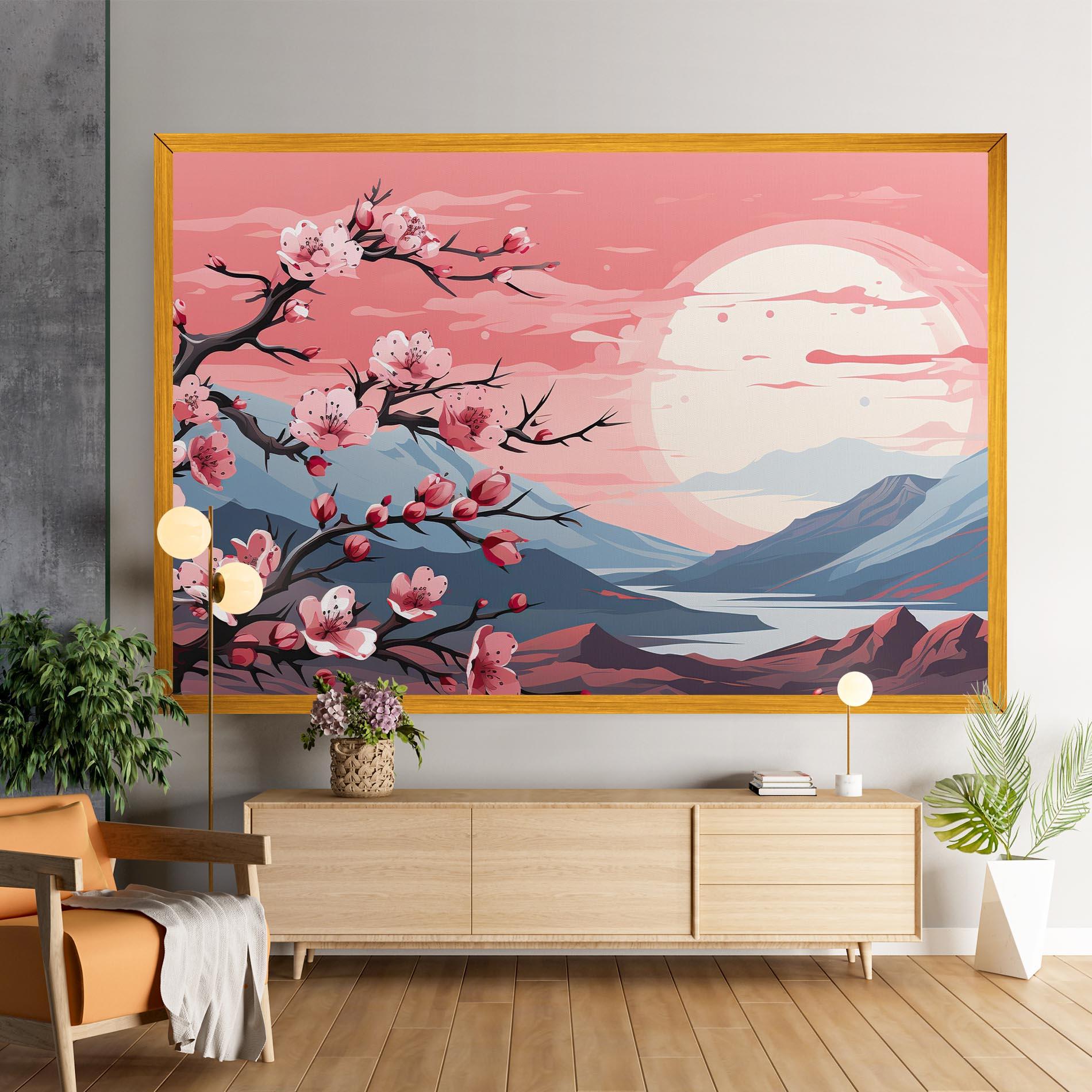 Vászonkép Chinese Cherry Blossoms mockup 9