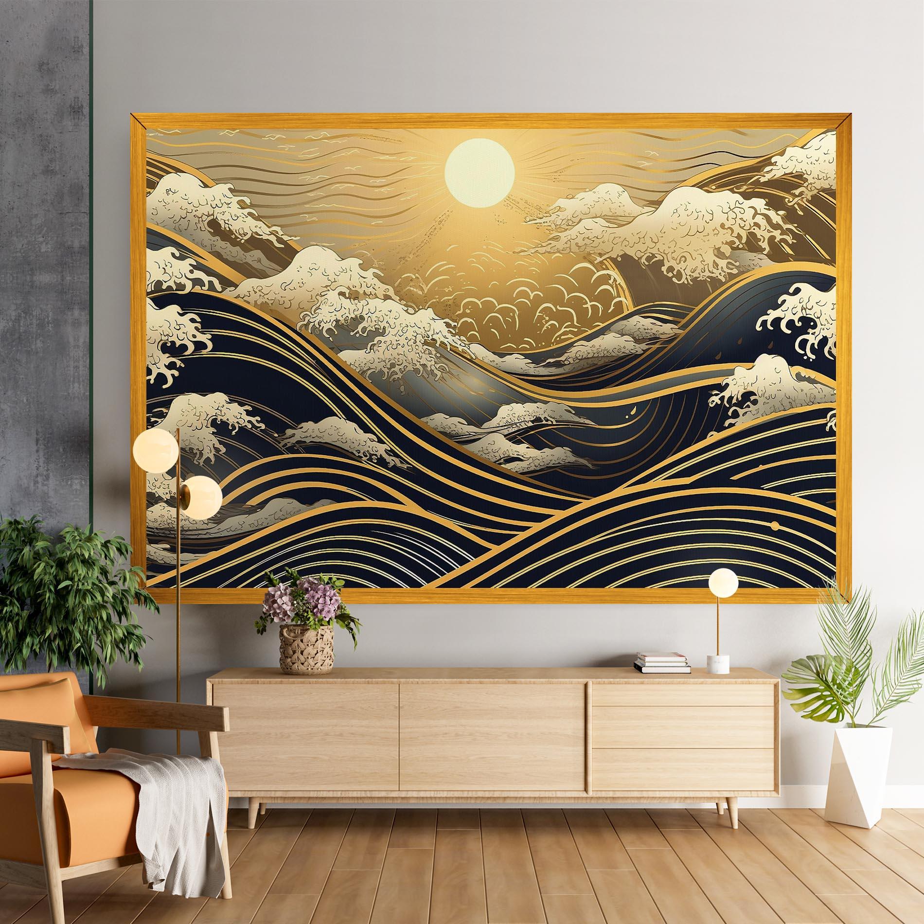 Vászonkép Gold Waves Landscape mockup 9