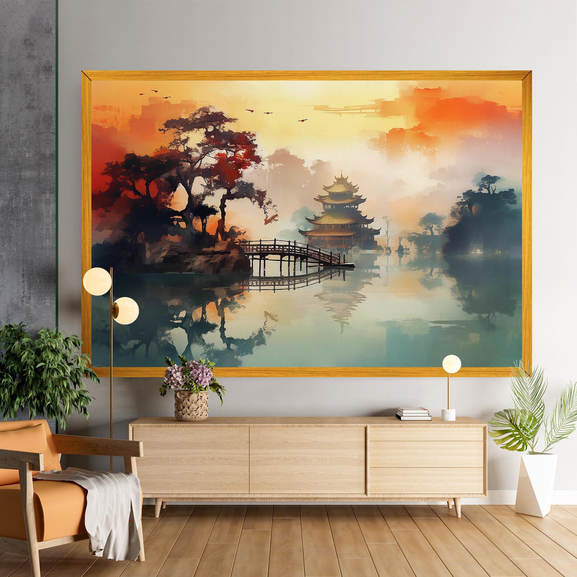 Vászonkép Sunset Fog Water mockup 9