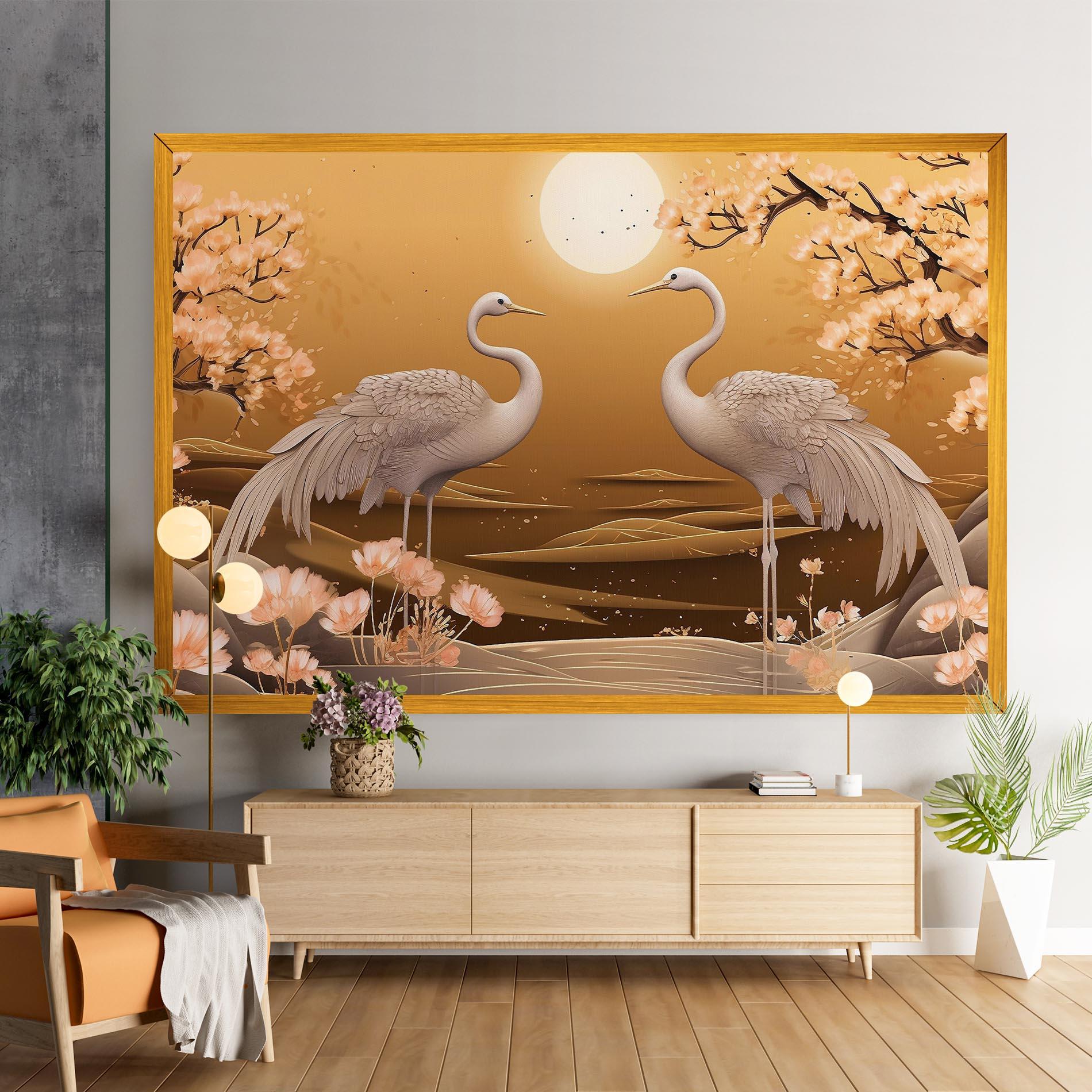 Vászonkép White Chinese Birds mockup 9