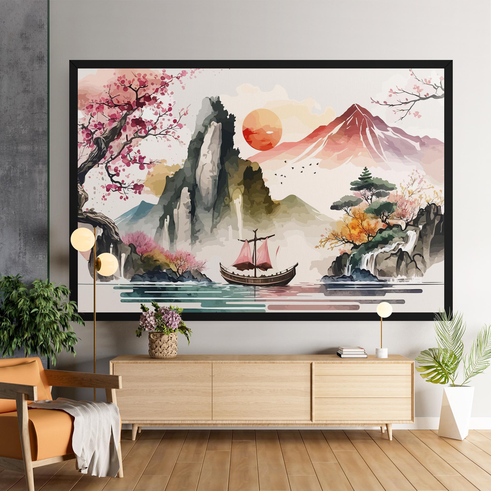 Vászonkép Asian Orange Sunset mockup 9