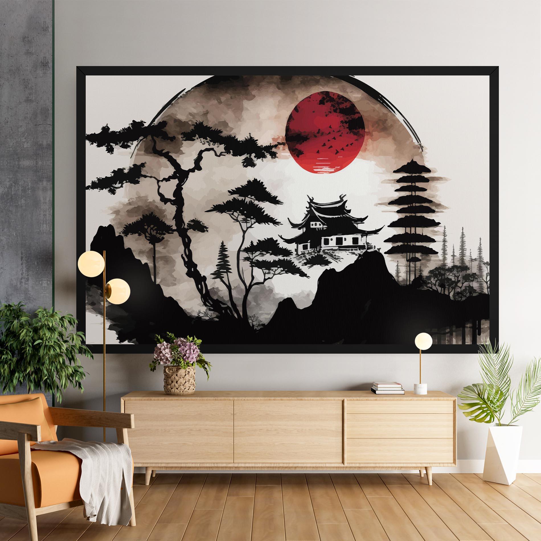 Vászonkép Asian Red Moon mockup 9