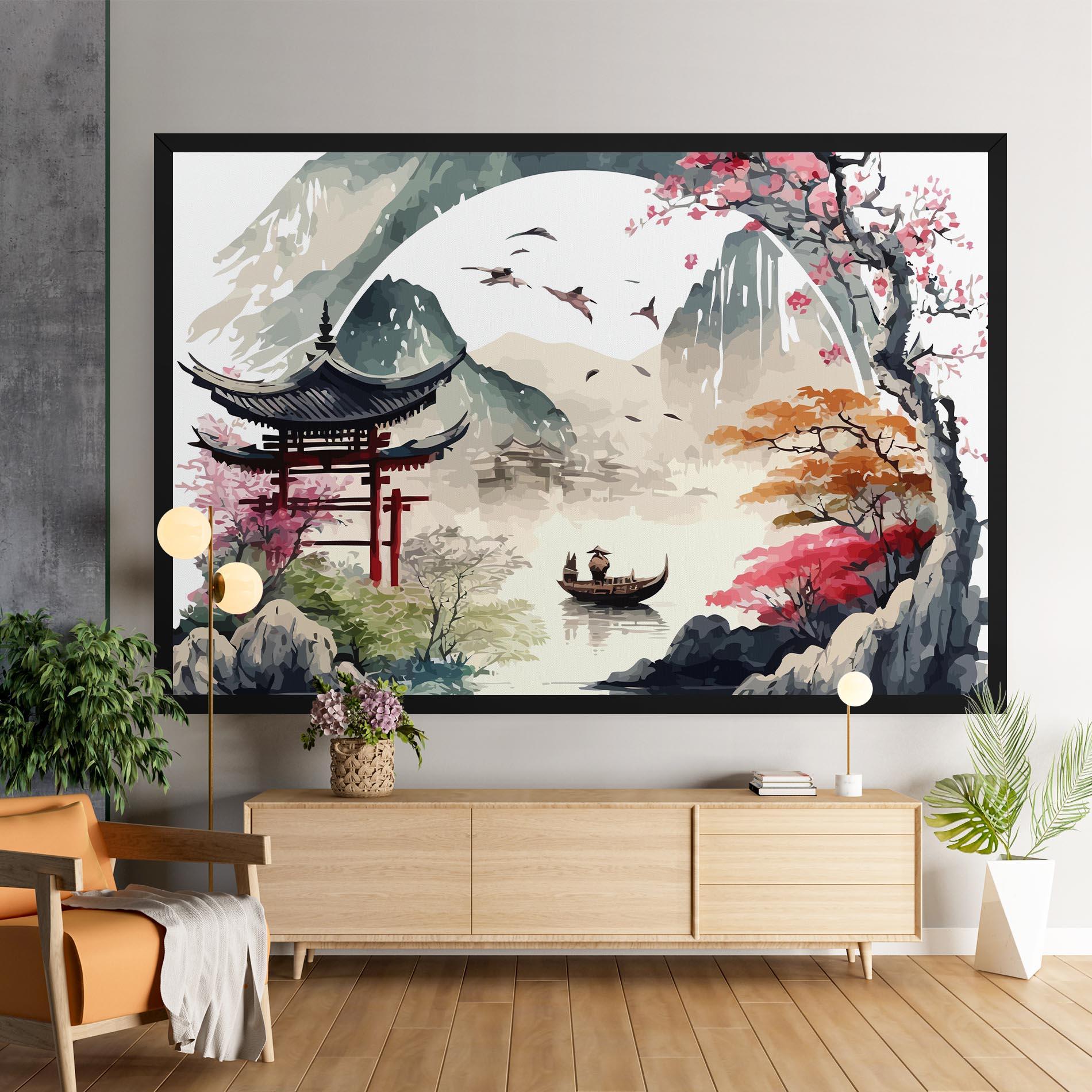 Vászonkép Beautiful Asiatic View mockup 9