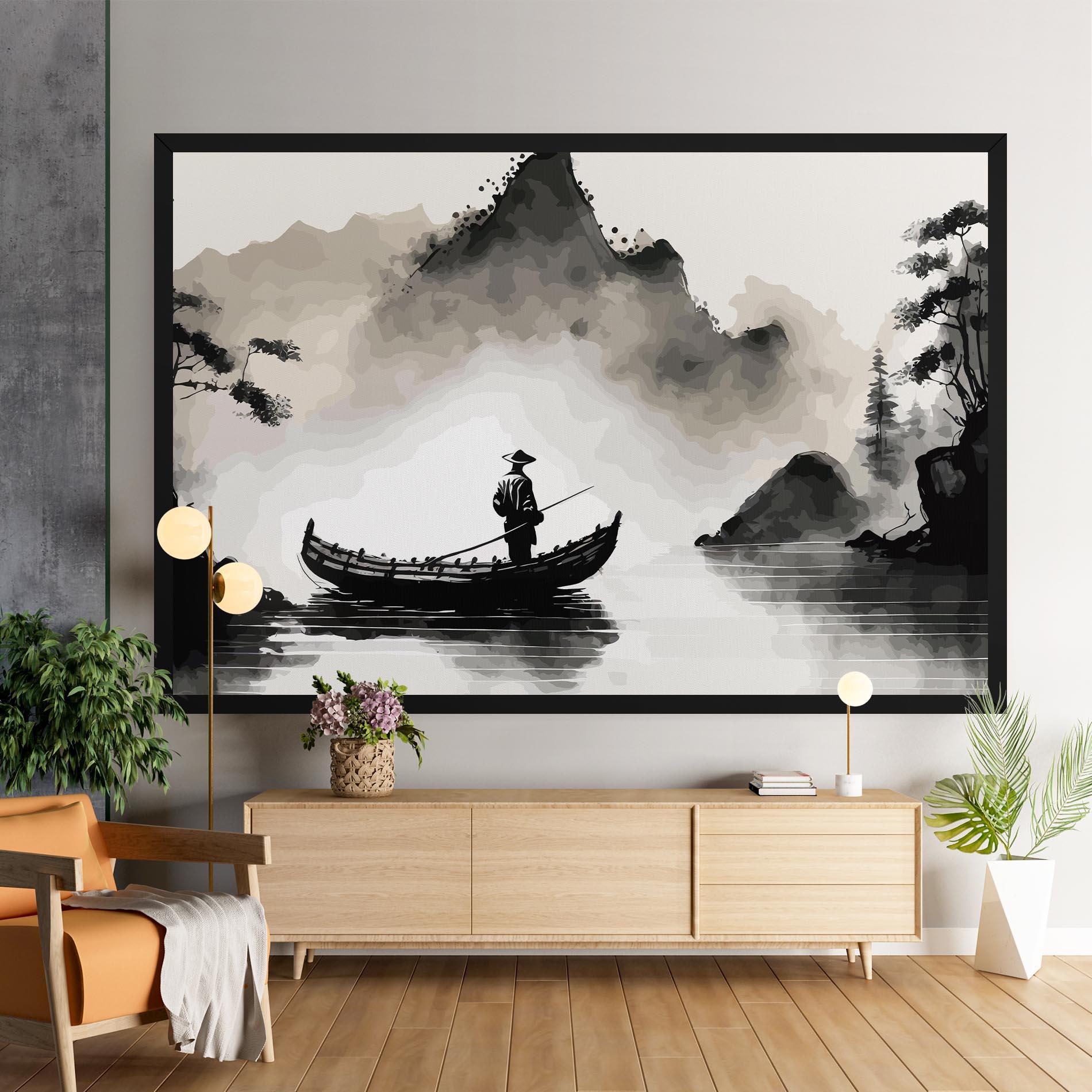 Vászonkép Black Ink Boat mockup 9