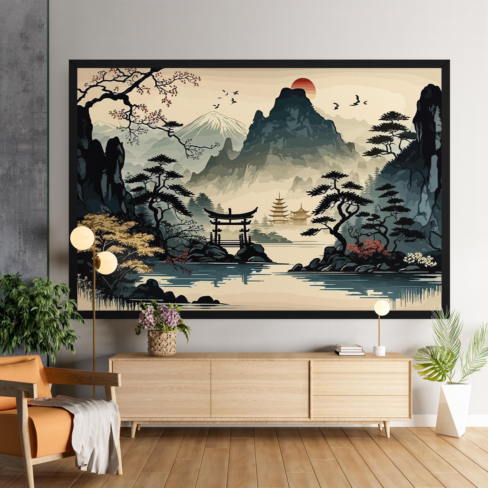 Vászonkép Cream Chinese Mountain mockup 9