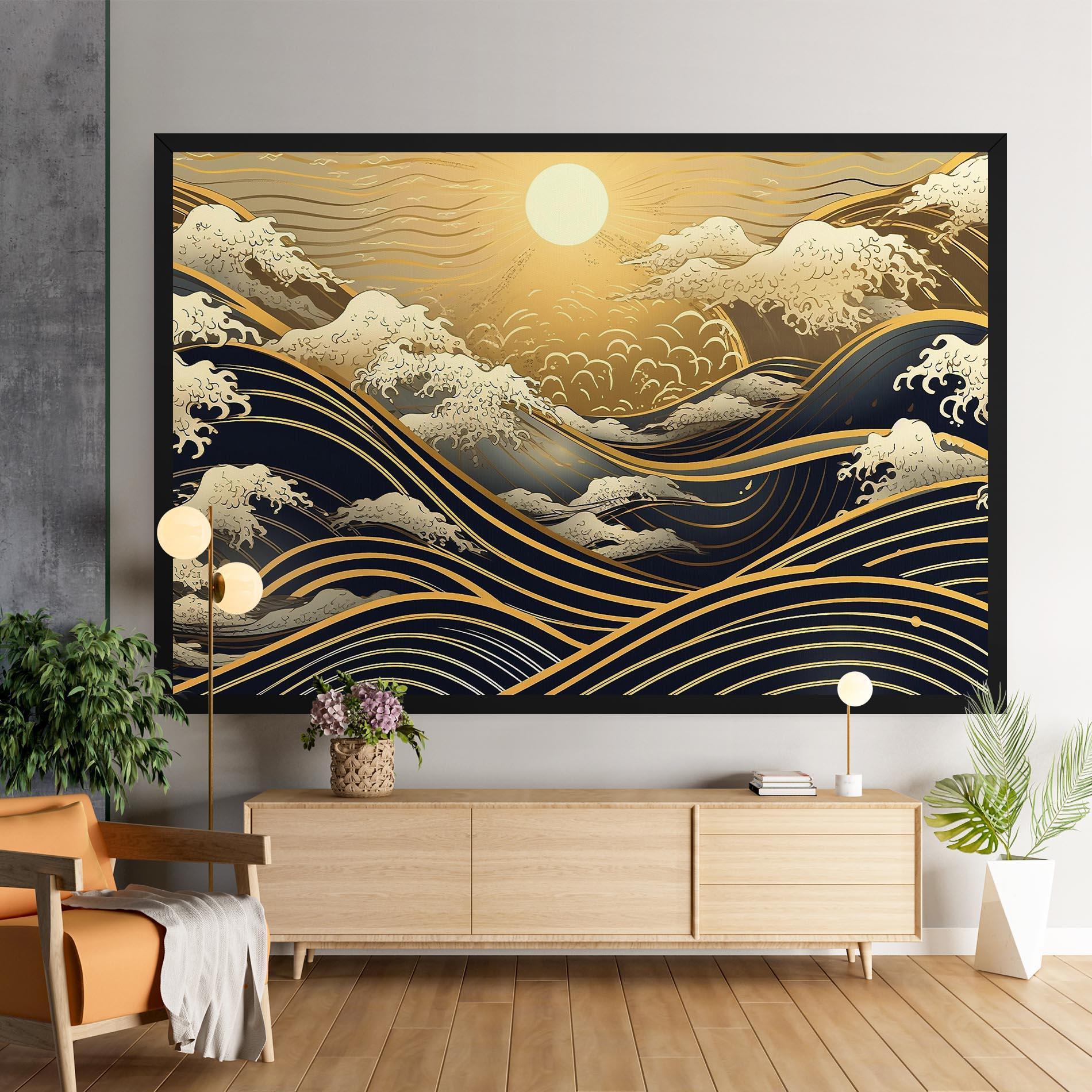 Vászonkép Gold Waves Landscape mockup 9