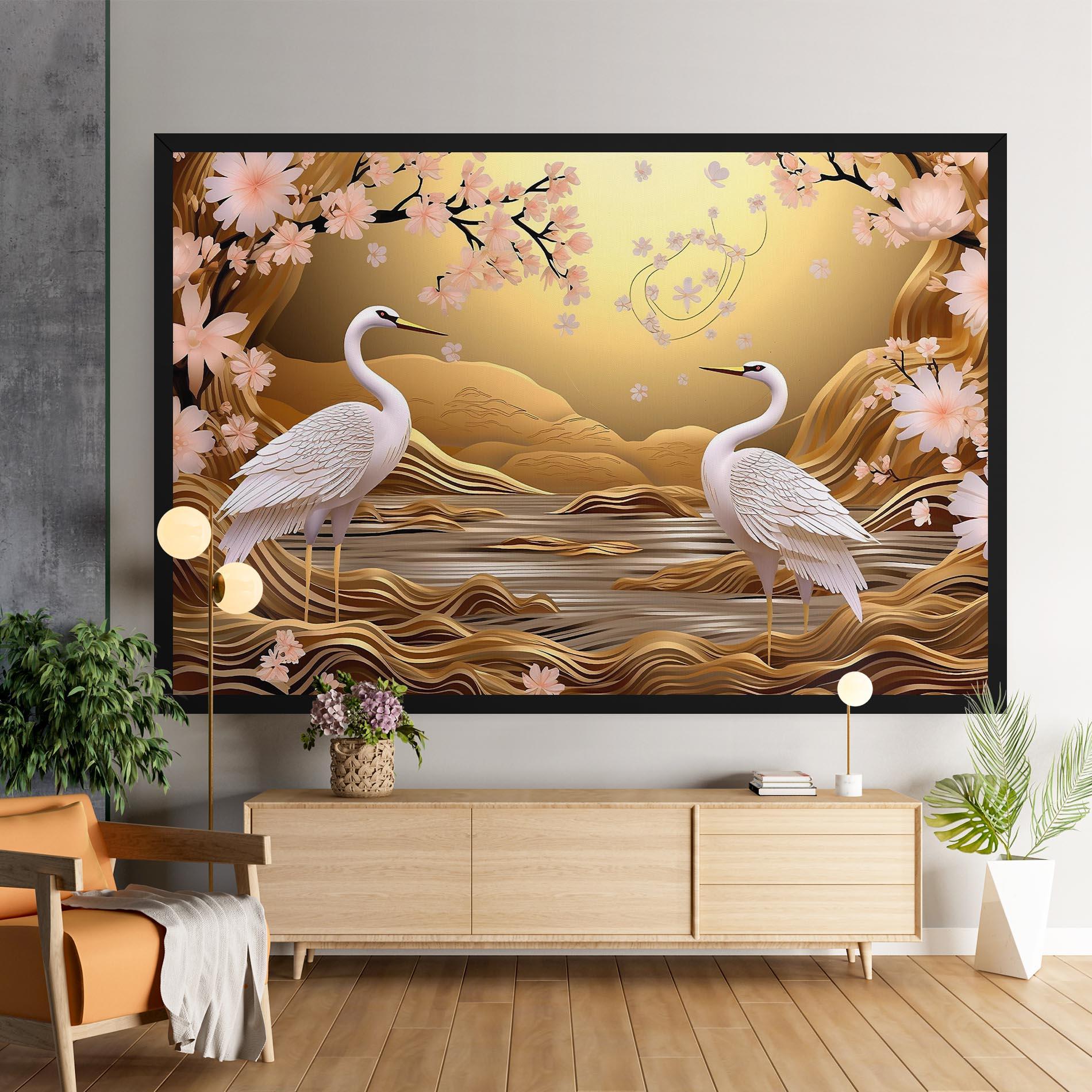 Vászonkép Pink Chinese Flowers mockup 9