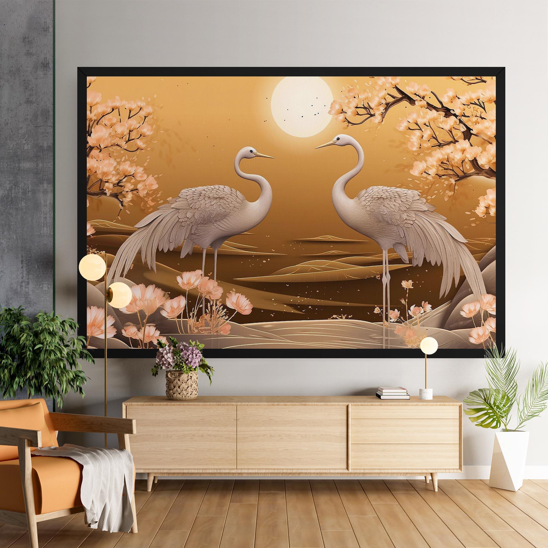 Vászonkép White Chinese Birds mockup 9