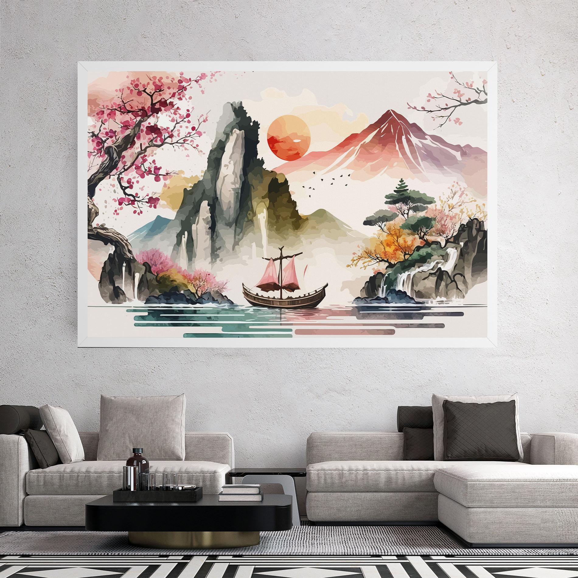 Vászonkép Asian Orange Sunset mockup 2