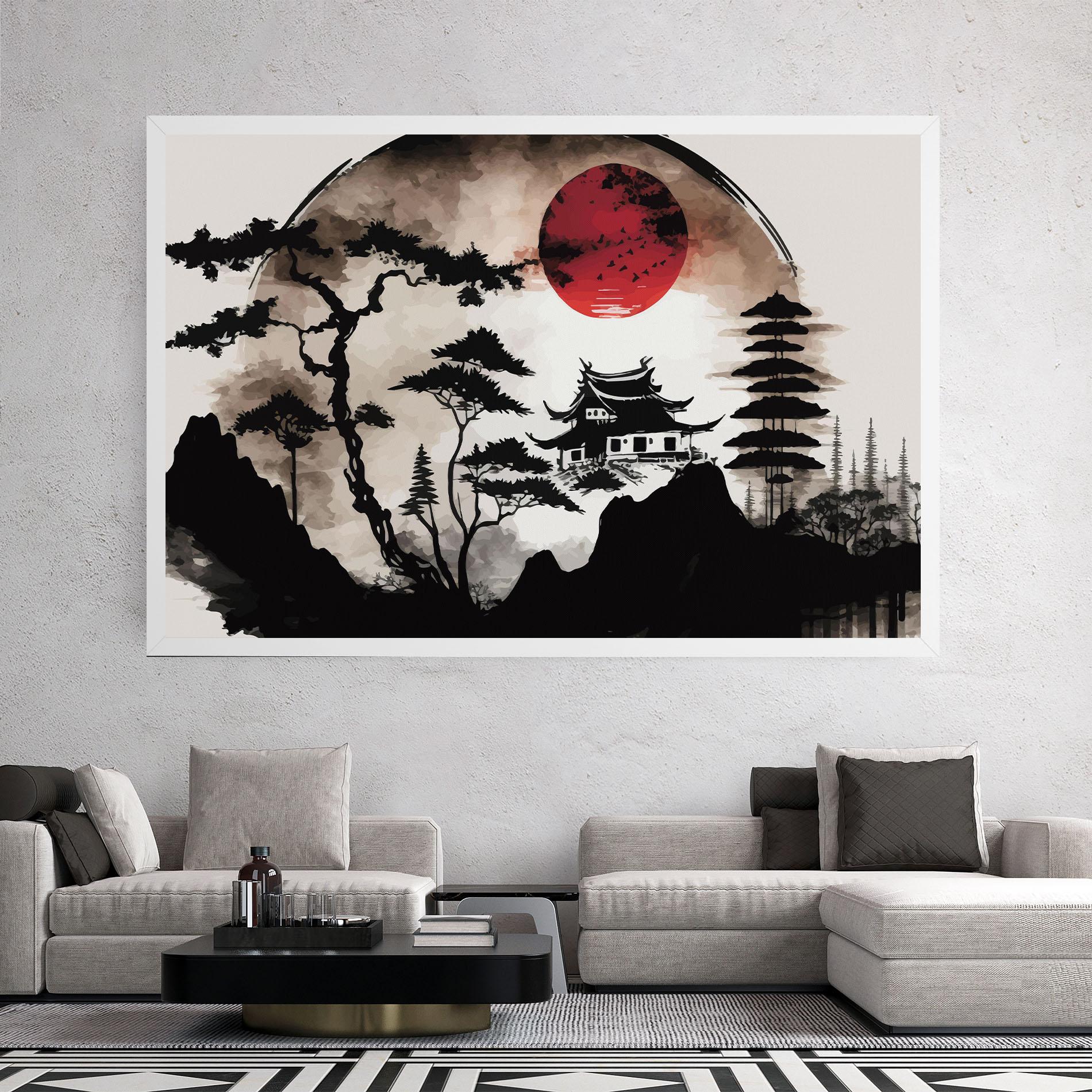 Vászonkép Asian Red Moon mockup 2