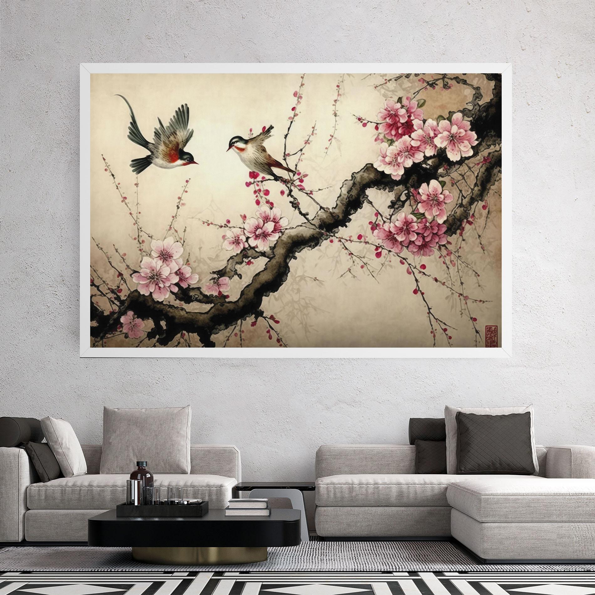 Vászonkép Cherry Blossom Birds mockup 2