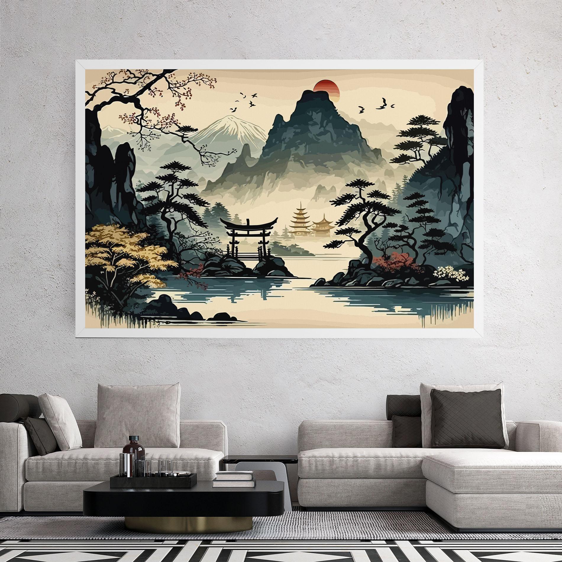 Vászonkép Cream Chinese Mountain mockup 2