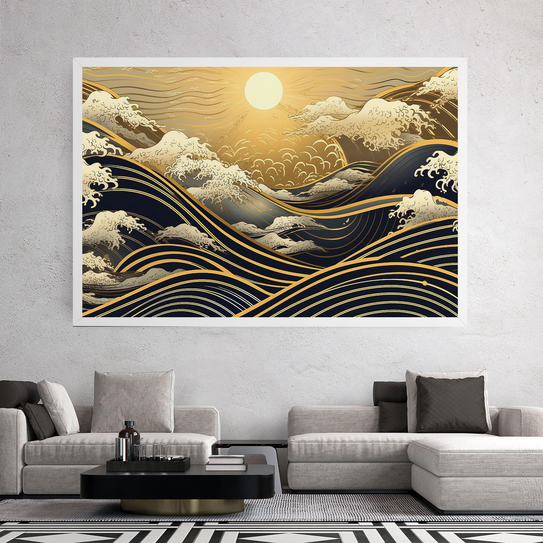 Vászonkép Gold Waves Landscape mockup 2