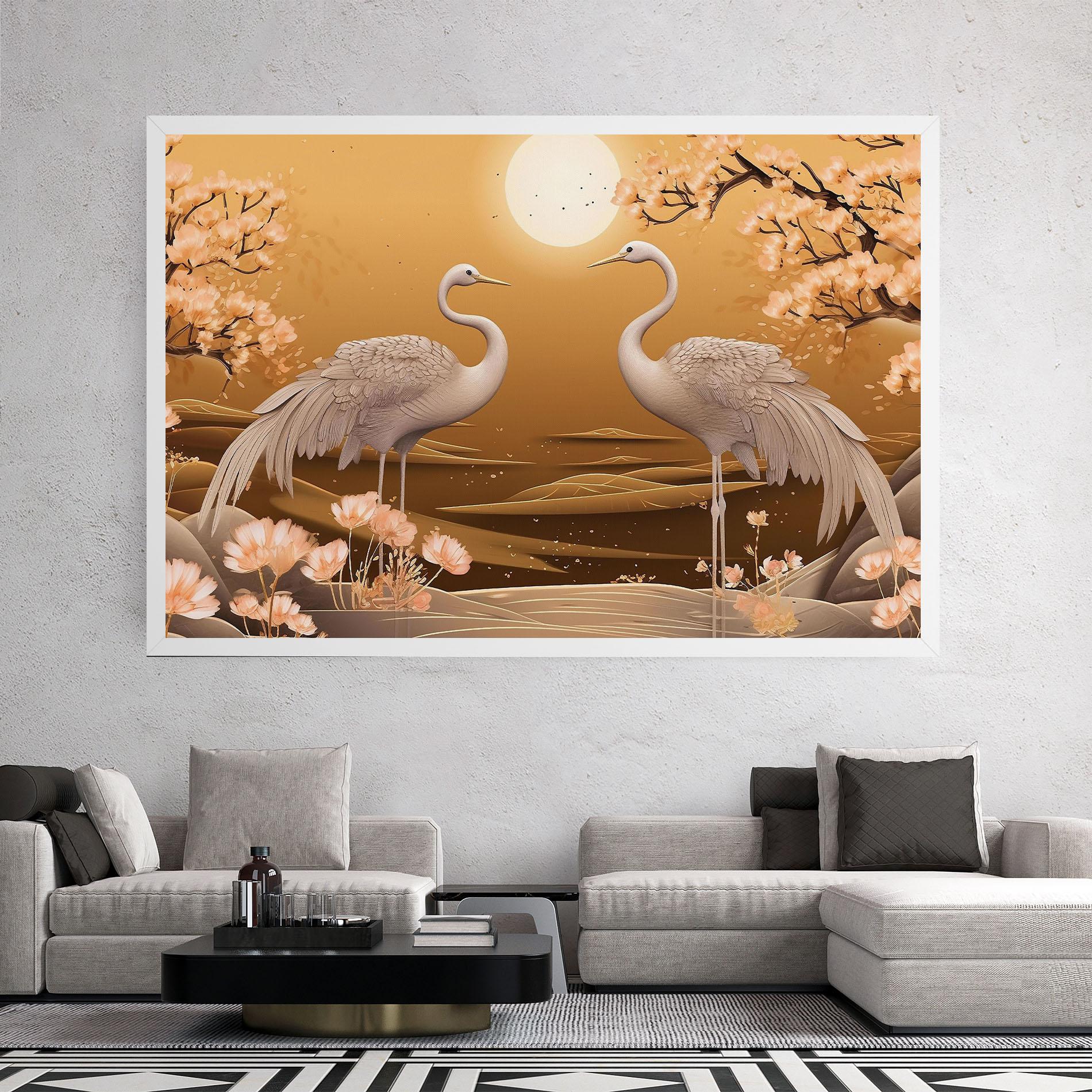 Vászonkép White Chinese Birds mockup 2