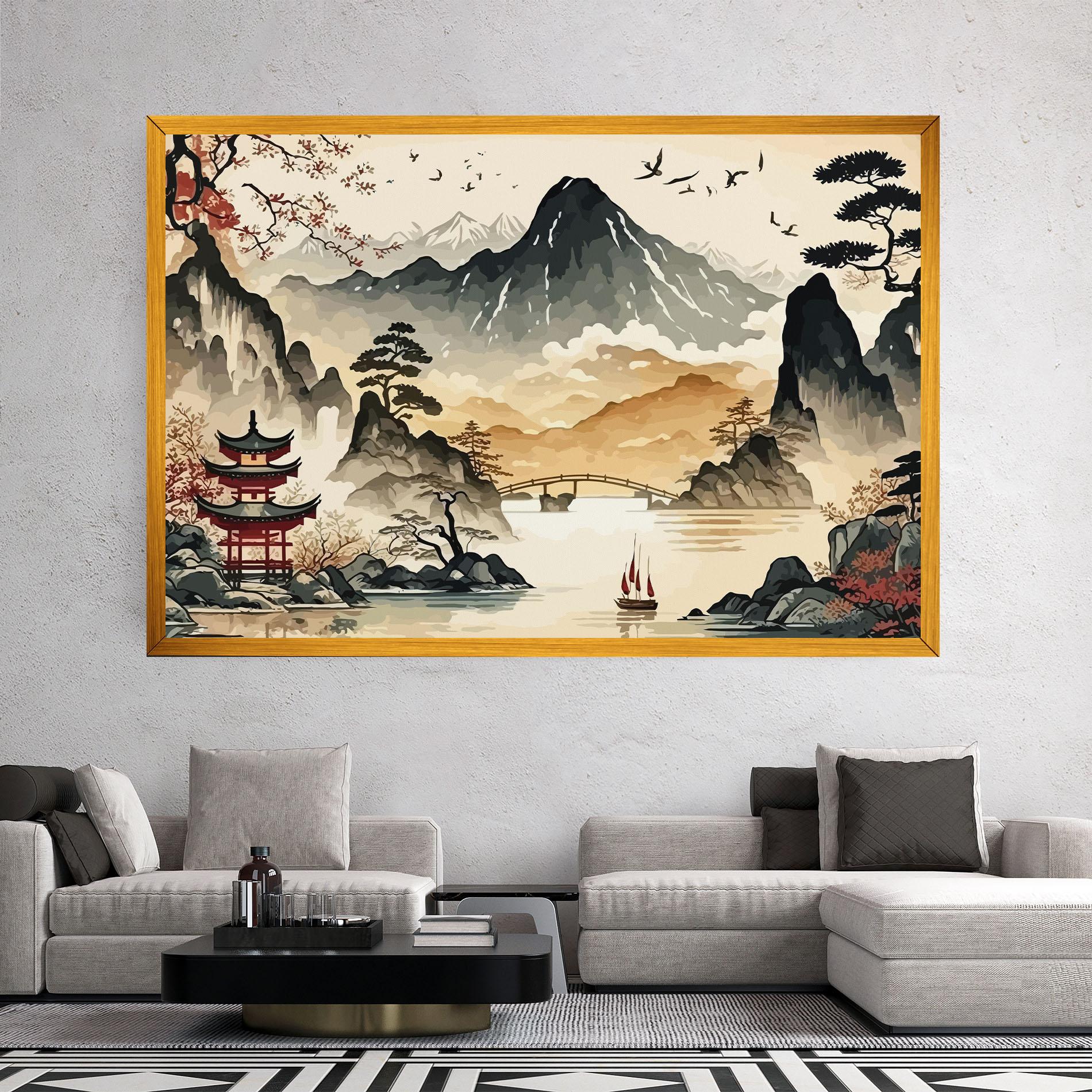 Vászonkép Asian Mountain View mockup 2