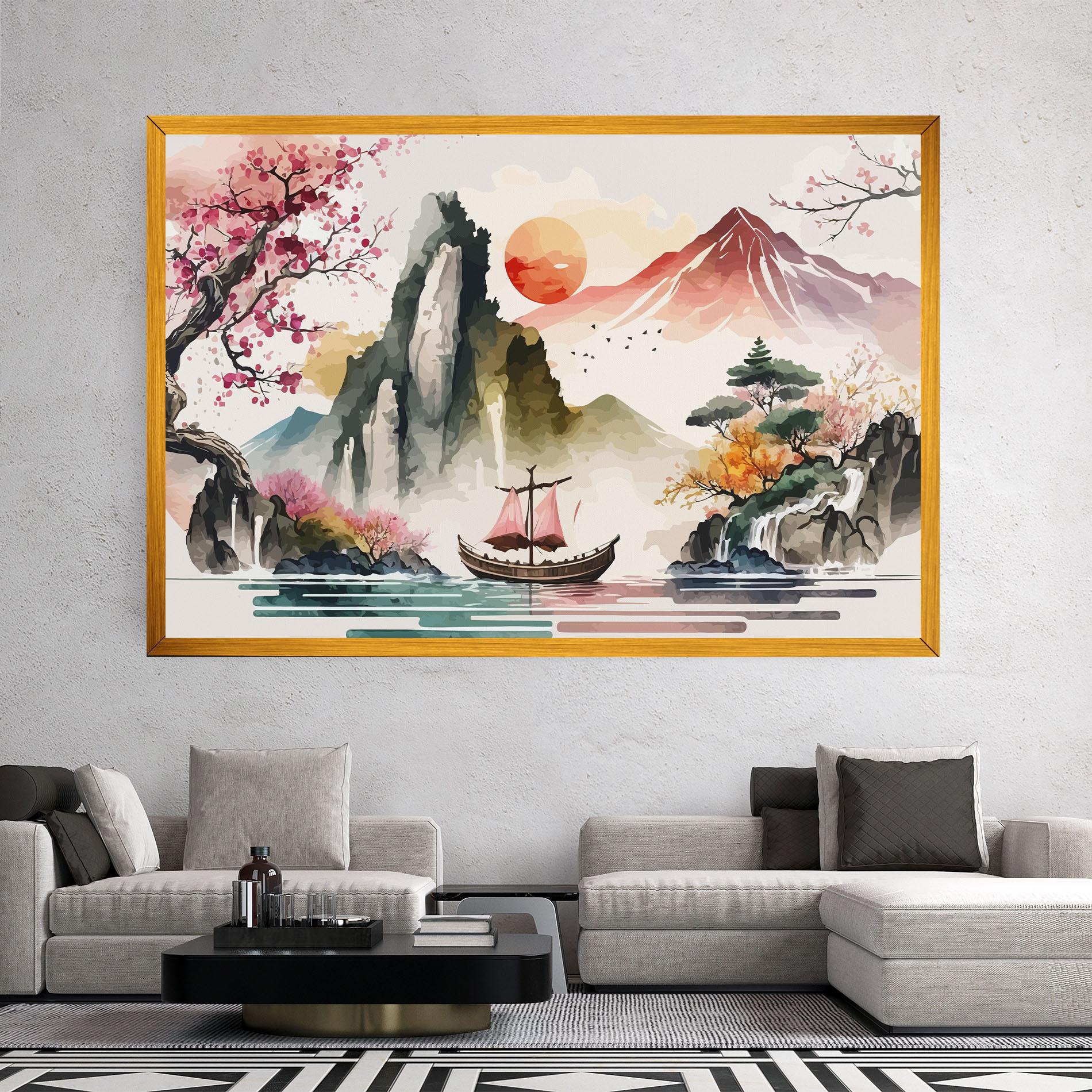 Vászonkép Asian Orange Sunset mockup 2