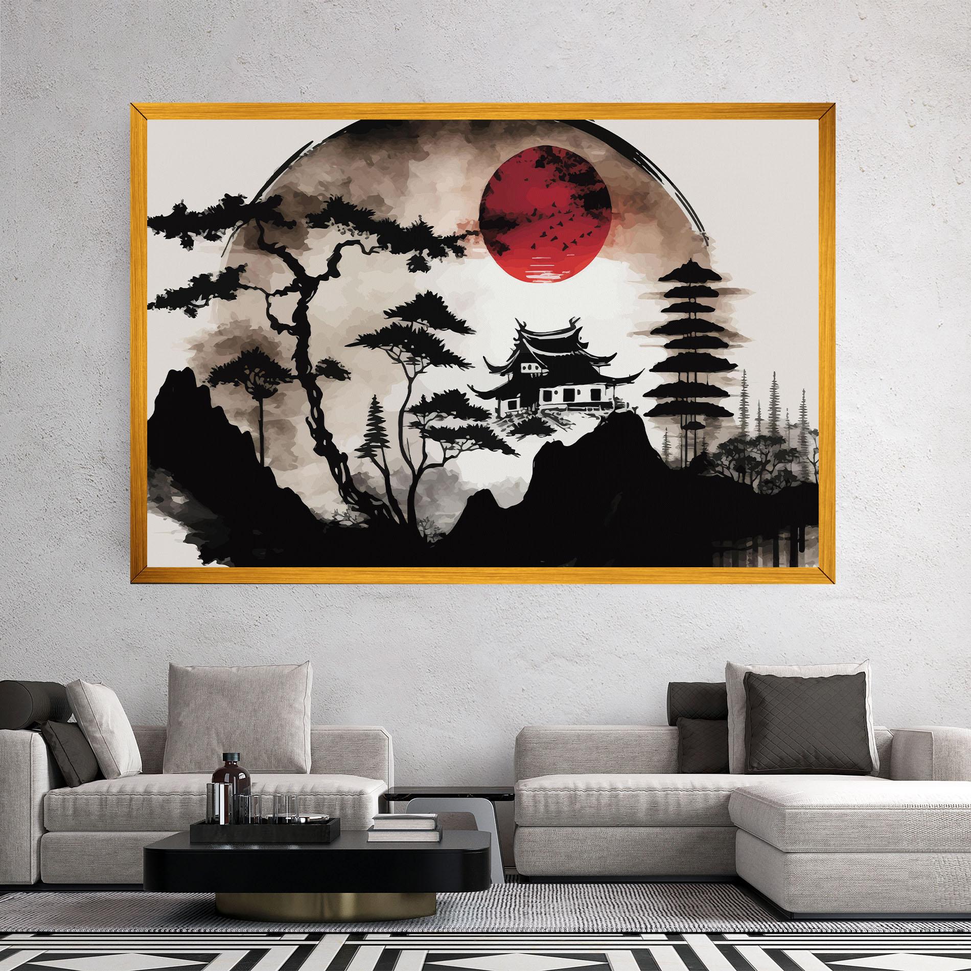 Vászonkép Asian Red Moon mockup 2