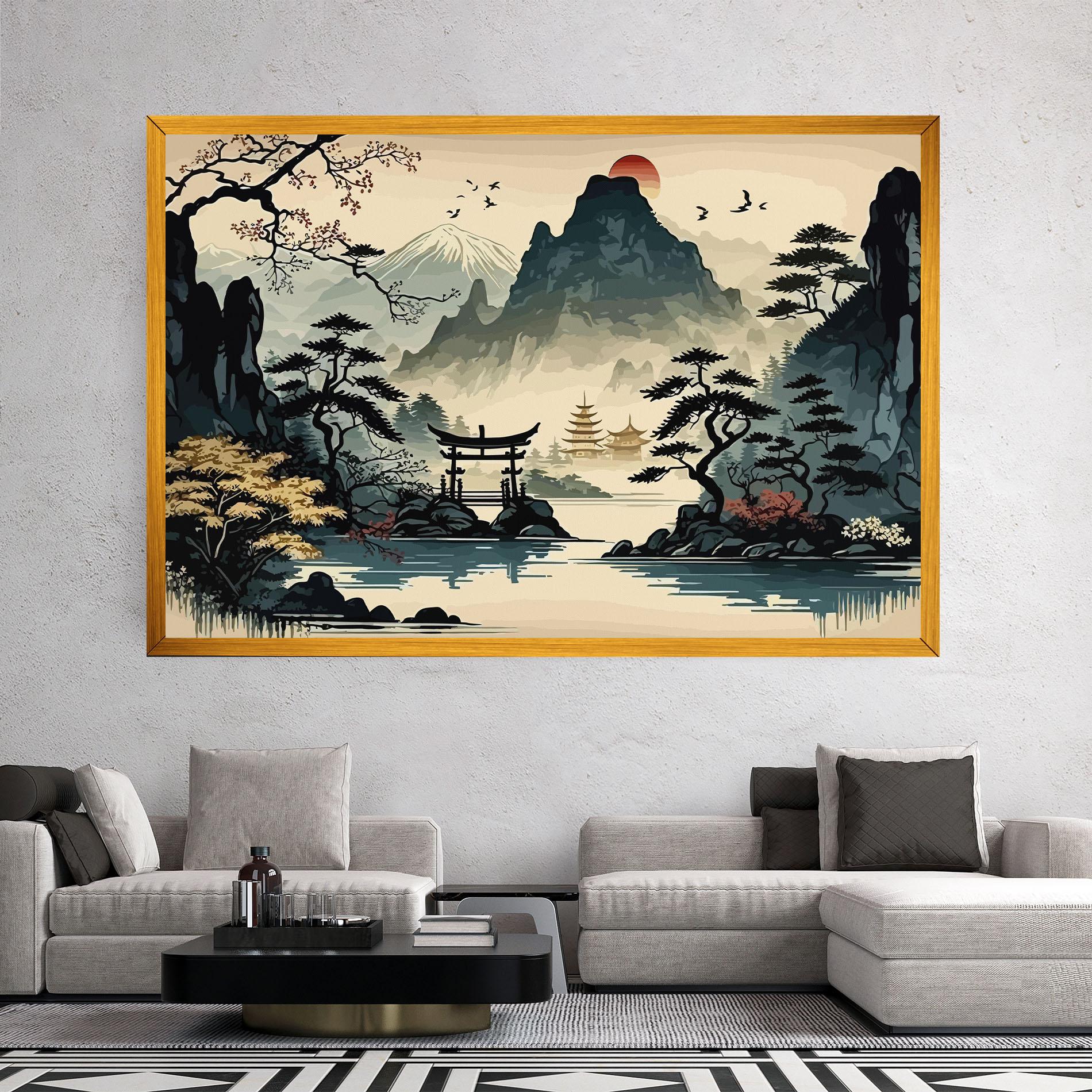 Vászonkép Cream Chinese Mountain mockup 2