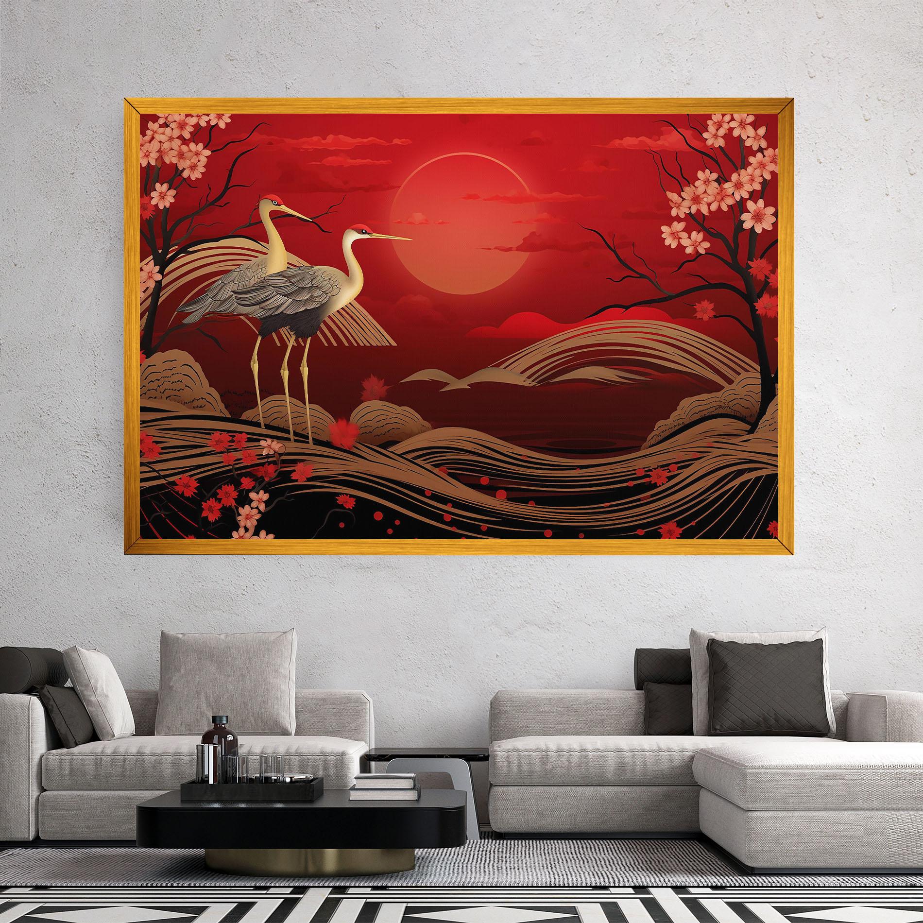Vászonkép Gold Landscape Painting mockup 2
