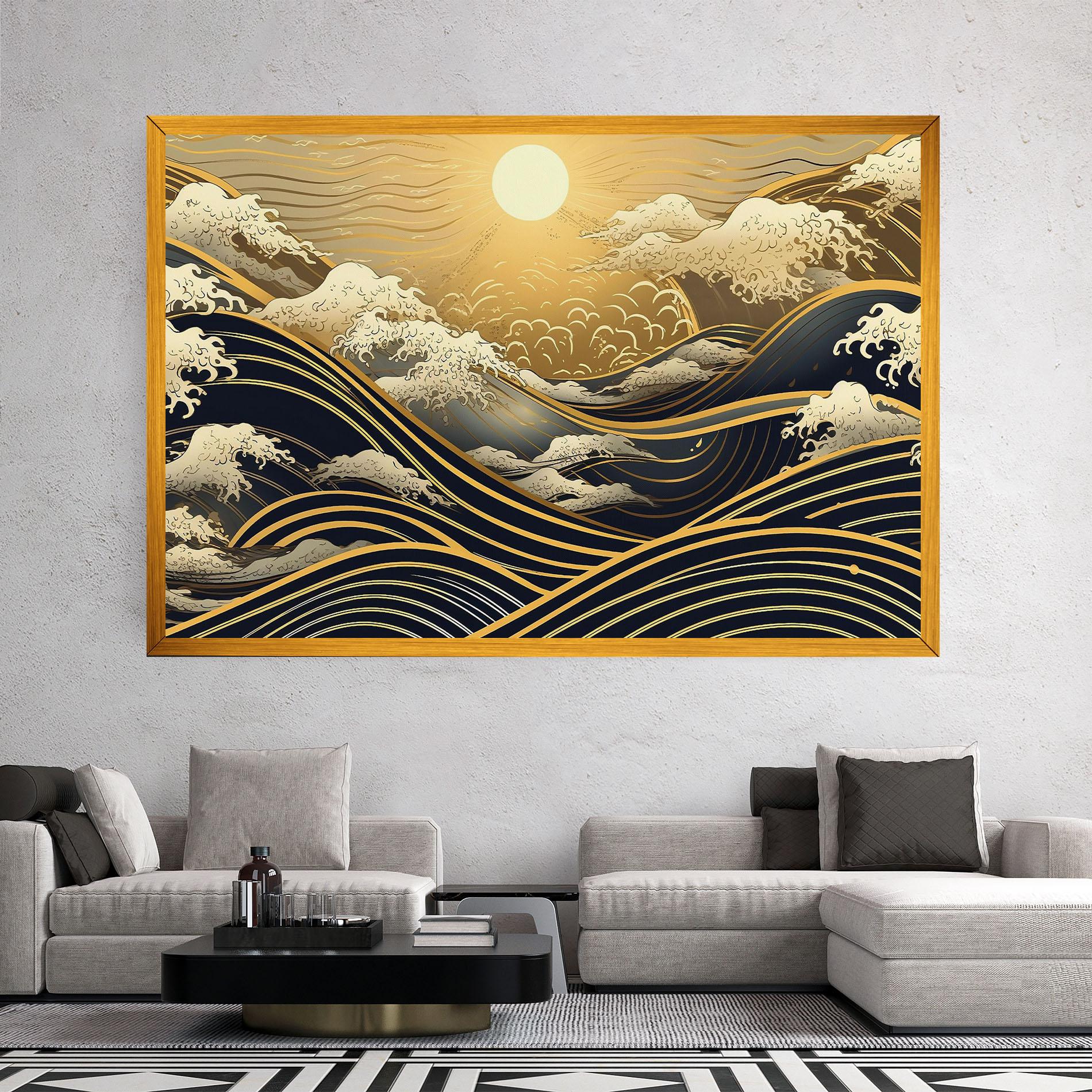 Vászonkép Gold Waves Landscape mockup 2