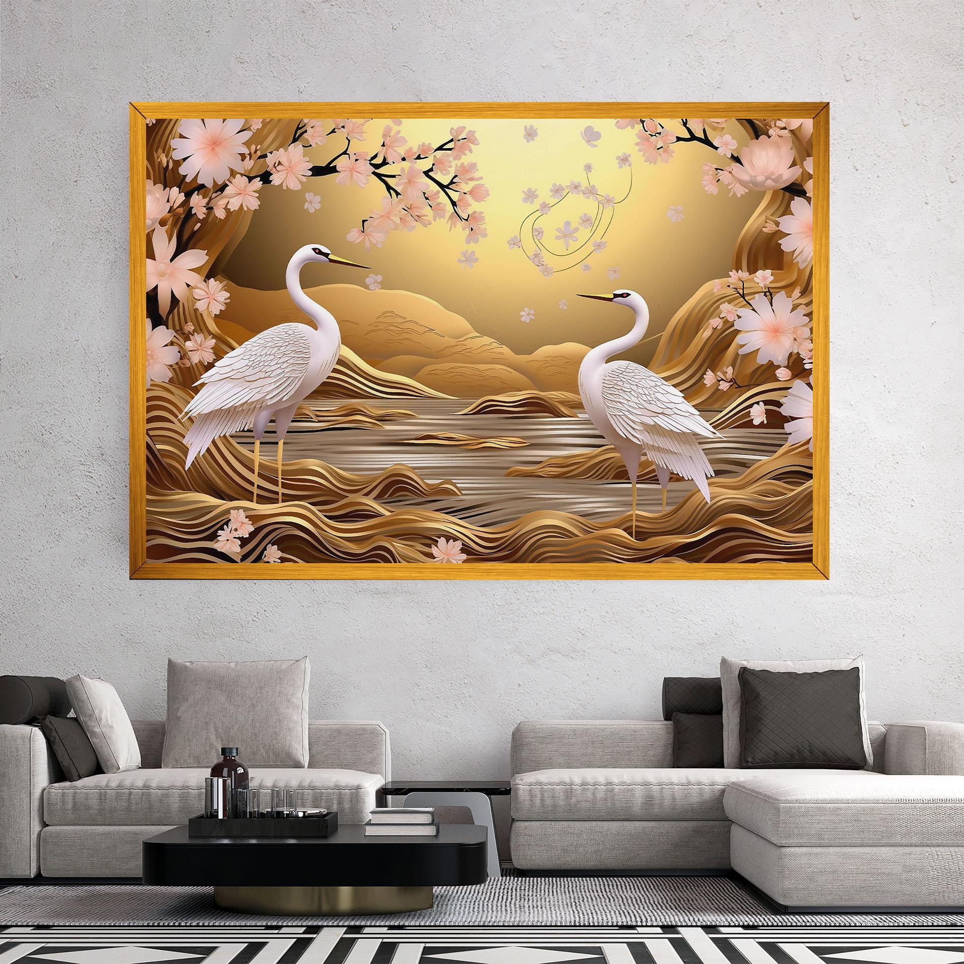 Vászonkép Pink Chinese Flowers mockup 2