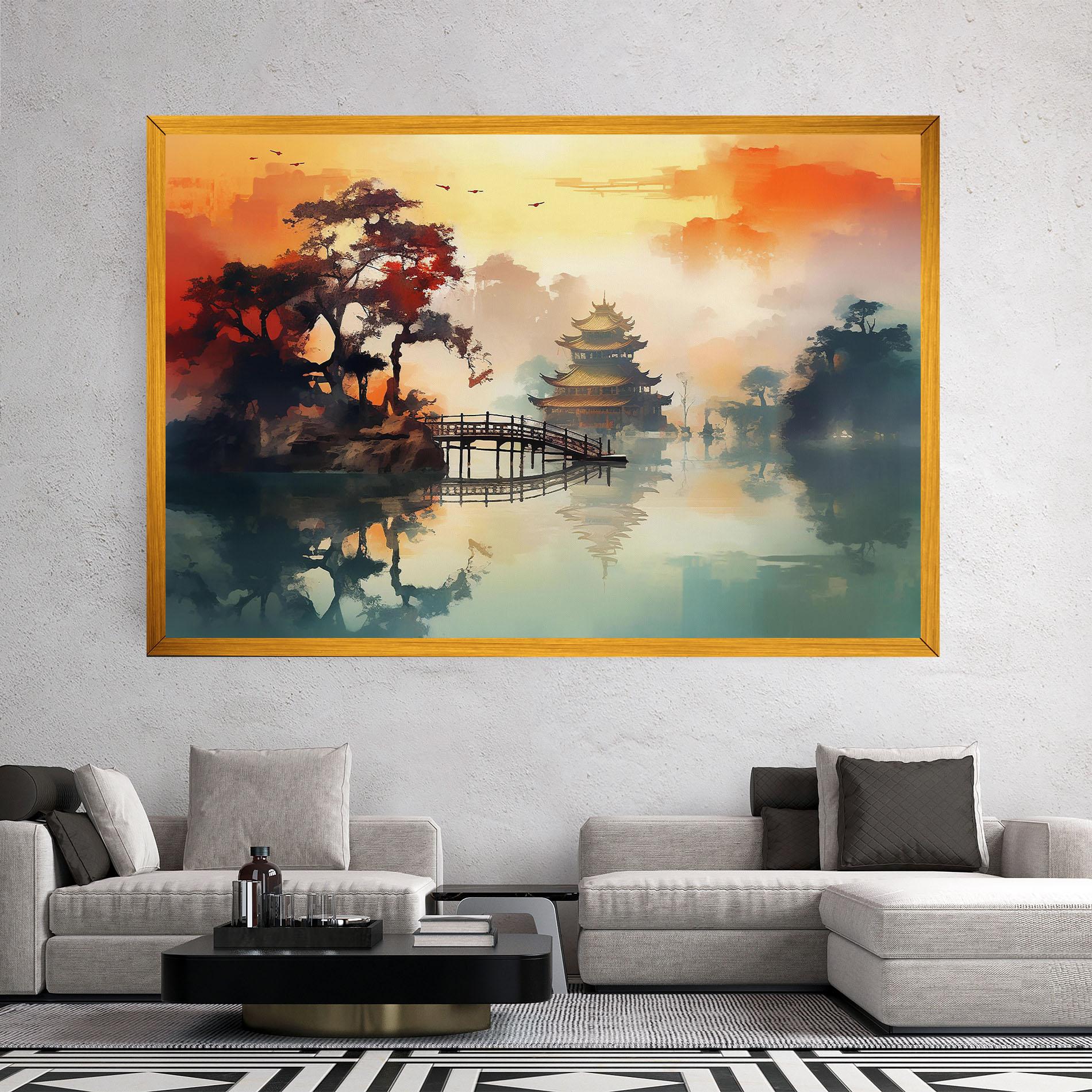 Vászonkép Sunset Fog Water mockup 2