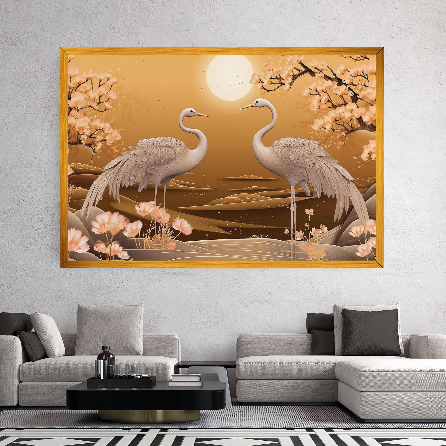 Vászonkép White Chinese Birds mockup 2