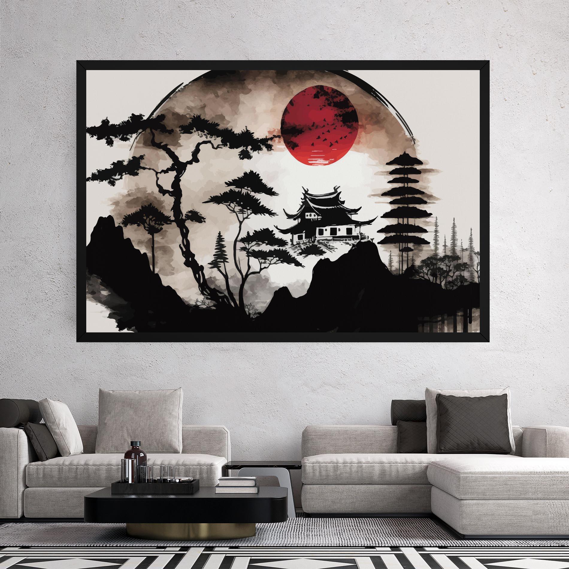 Vászonkép Asian Red Moon mockup 2