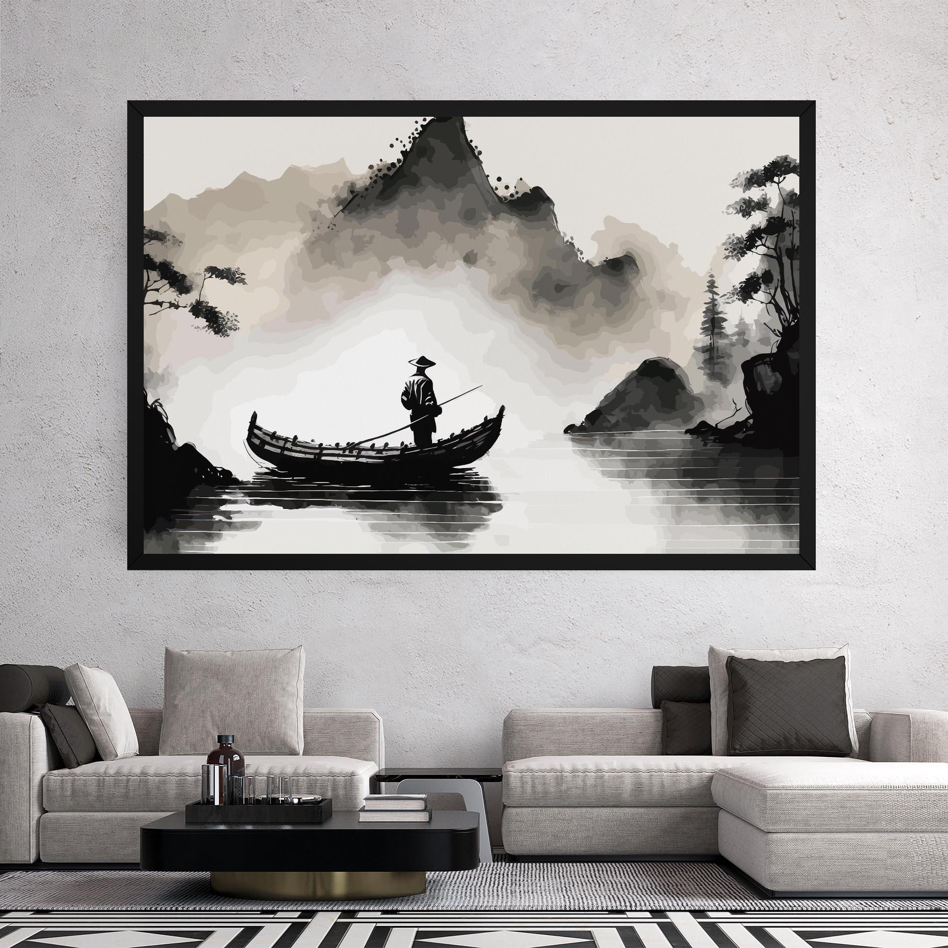 Vászonkép Black Ink Boat mockup 2