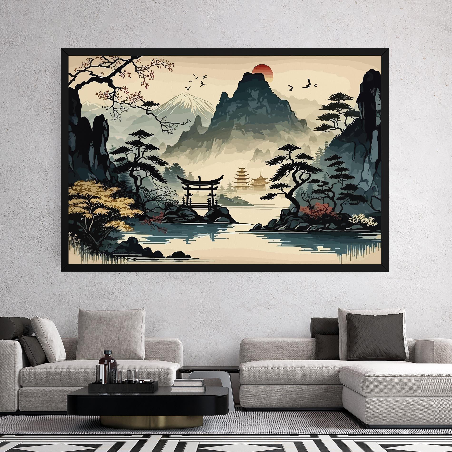 Vászonkép Cream Chinese Mountain mockup 2