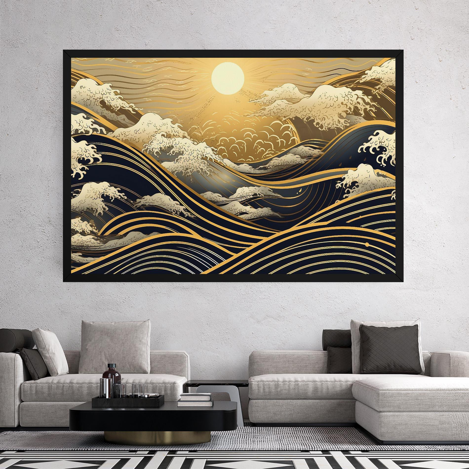 Vászonkép Gold Waves Landscape mockup 2