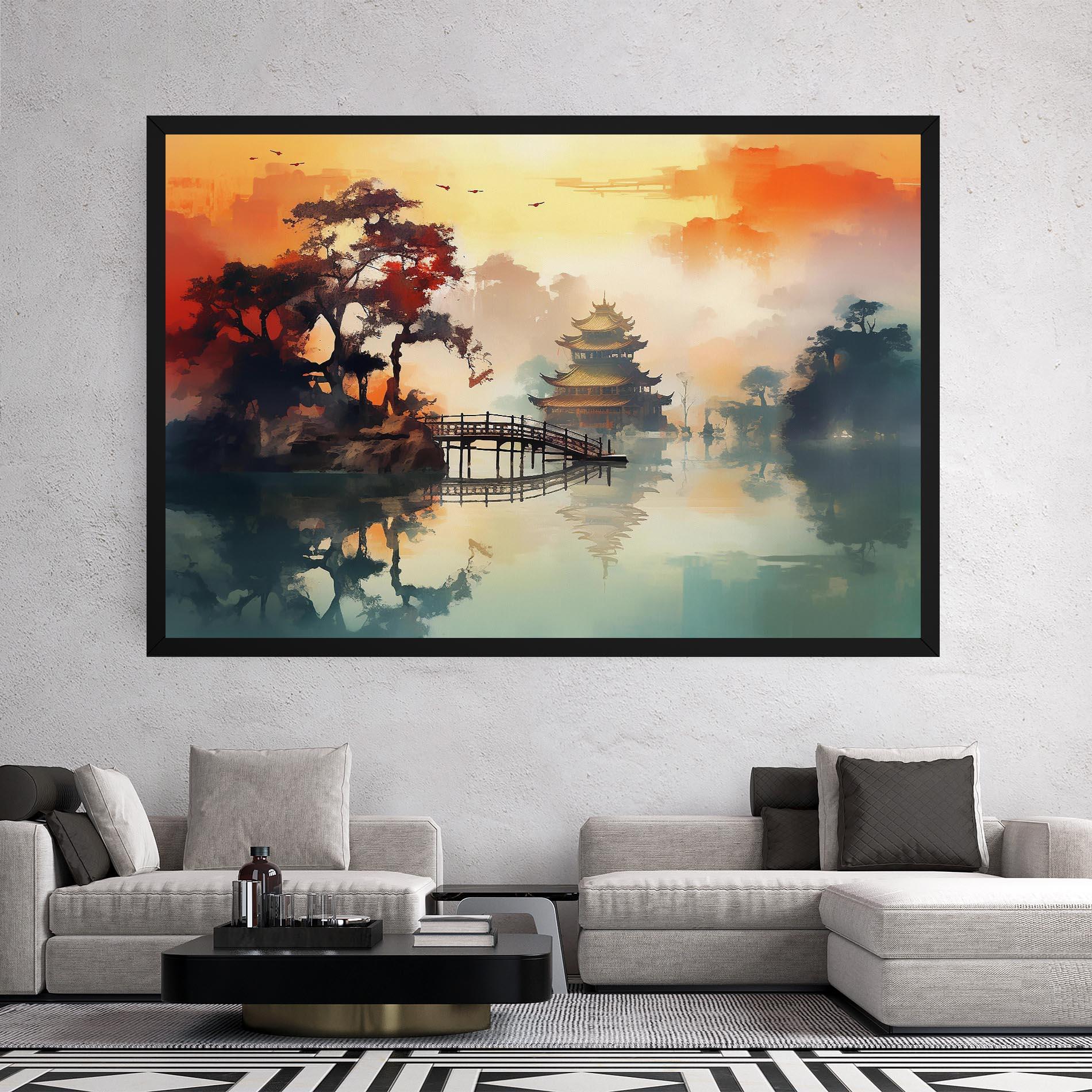 Vászonkép Sunset Fog Water mockup 2