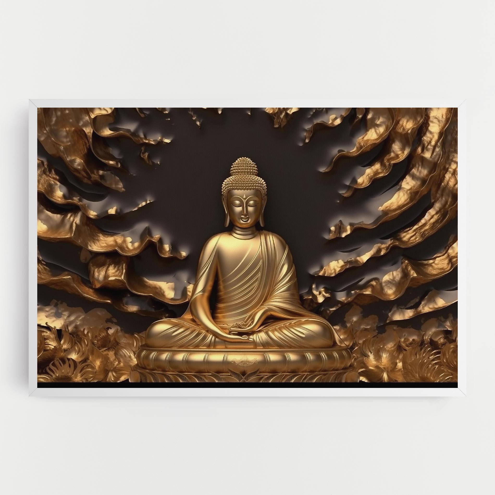 Vászonkép Gold 3d Buddha mockup 0