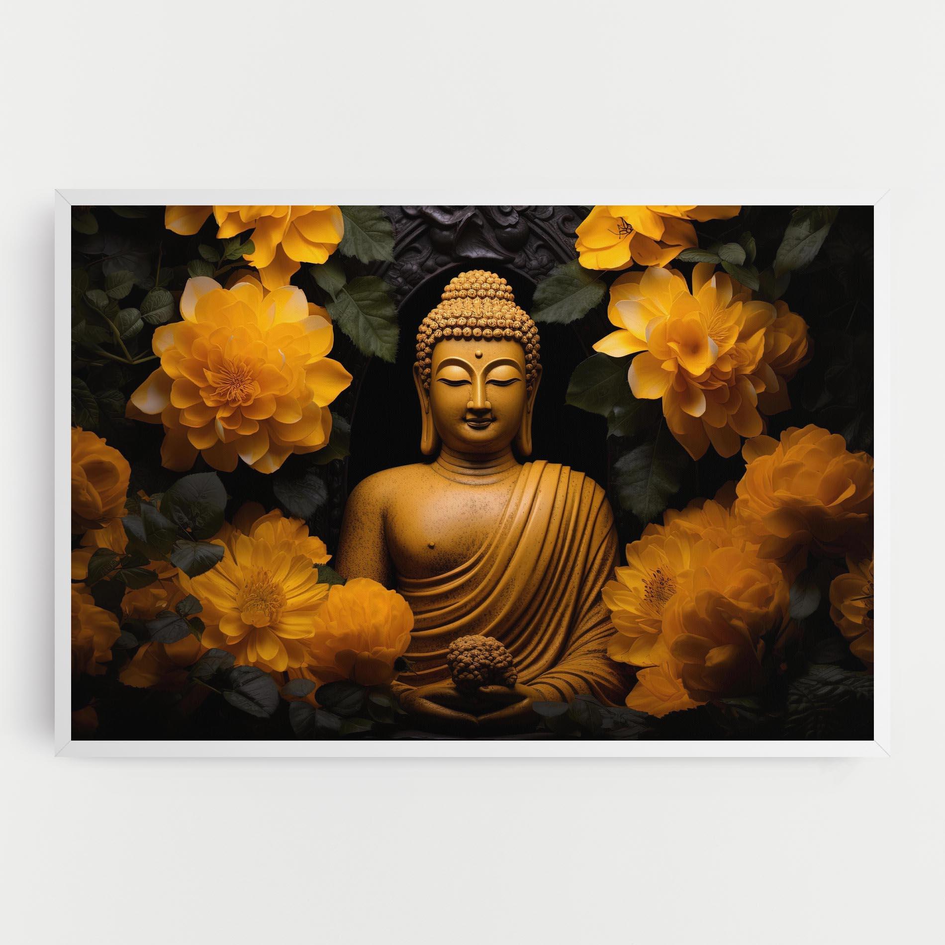 Vászonkép Vecteezy_buddha Statue Surrounded By Yellow Flowers Ai Generated_27745002_860 mockup 0