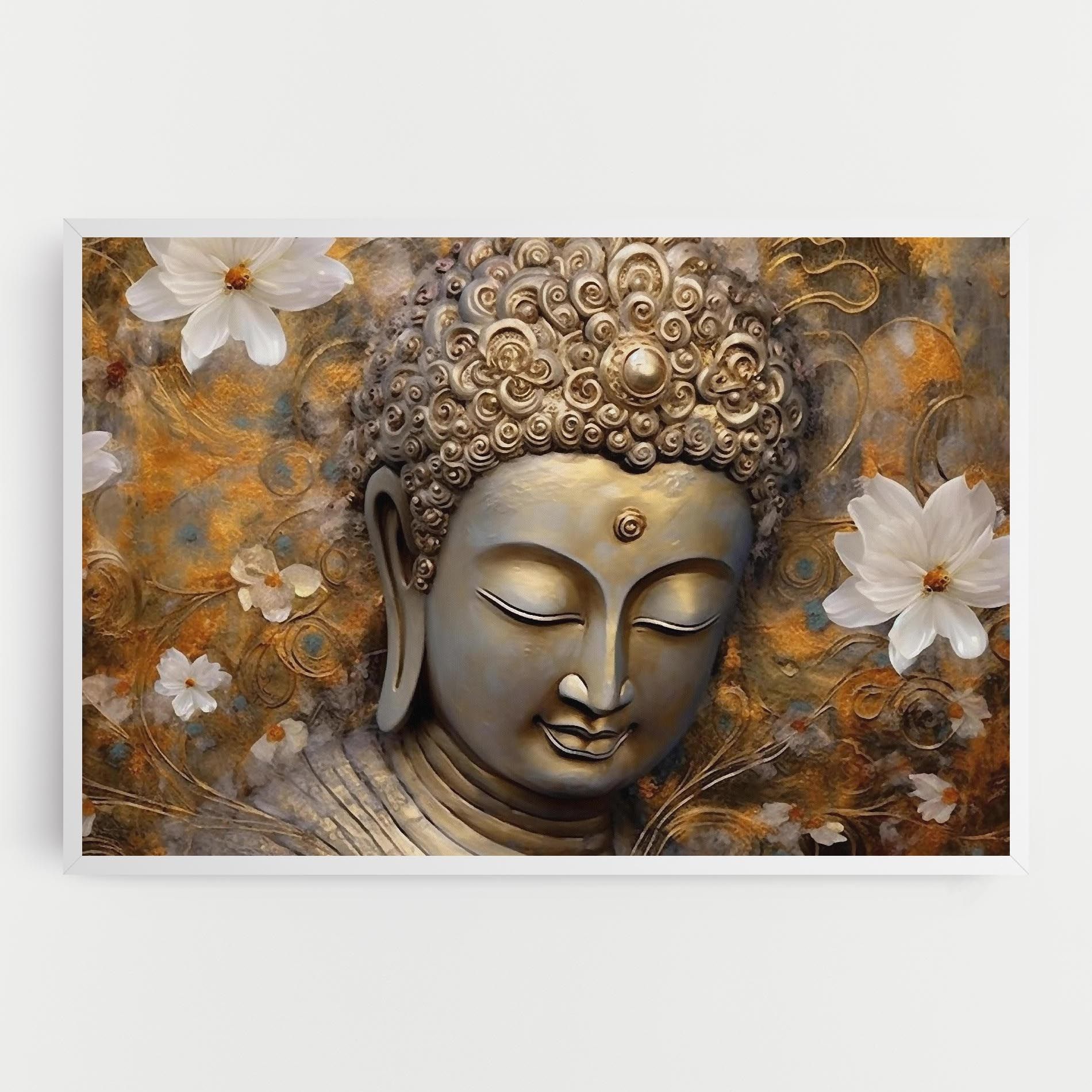 White Flower Buddha Art mockup 0