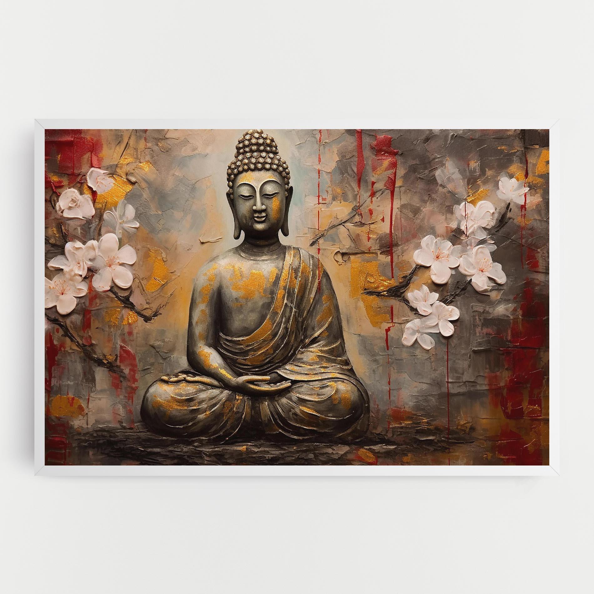 Vászonkép White Red Buddha mockup 0