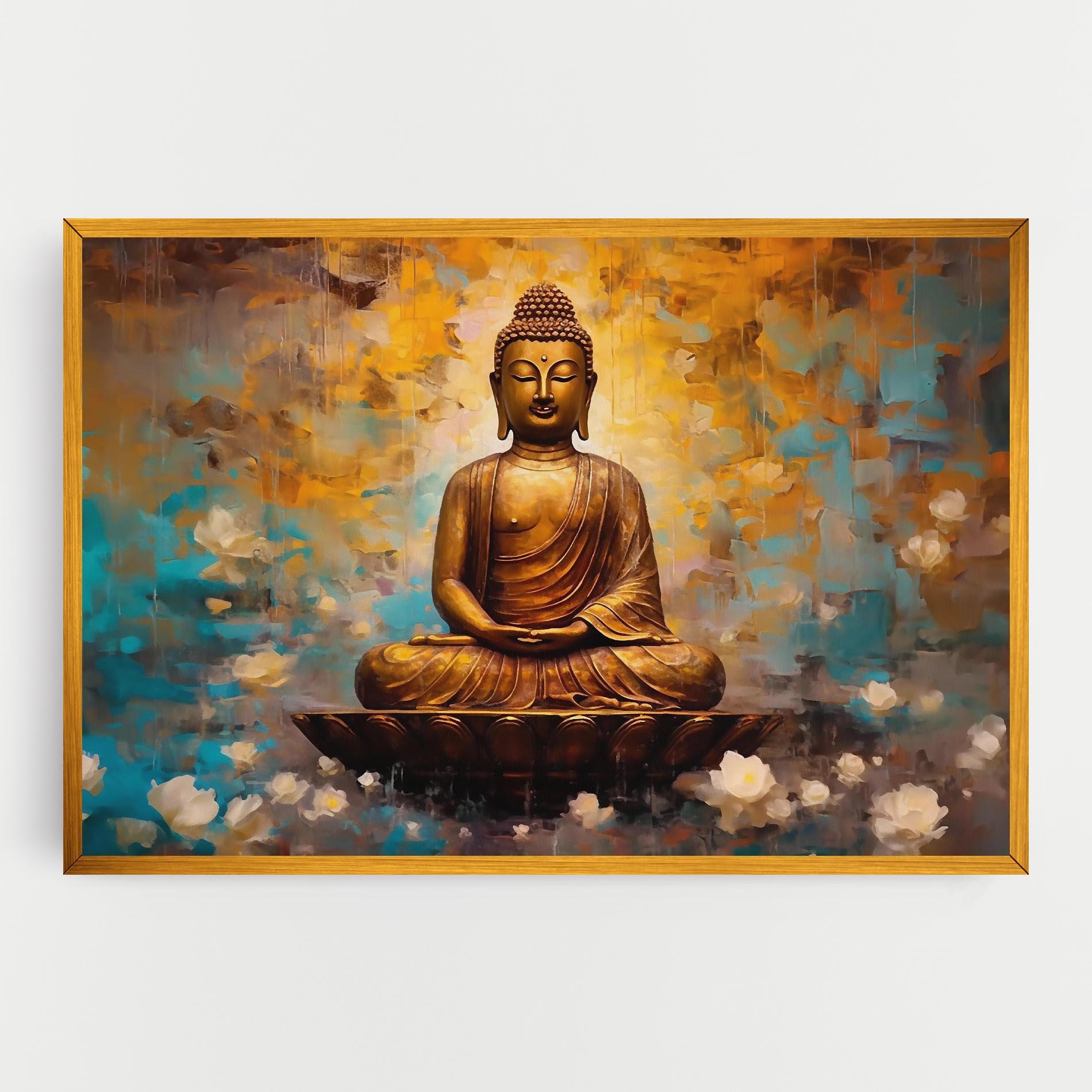 Vászonkép Blue Gold Buddha mockup 0