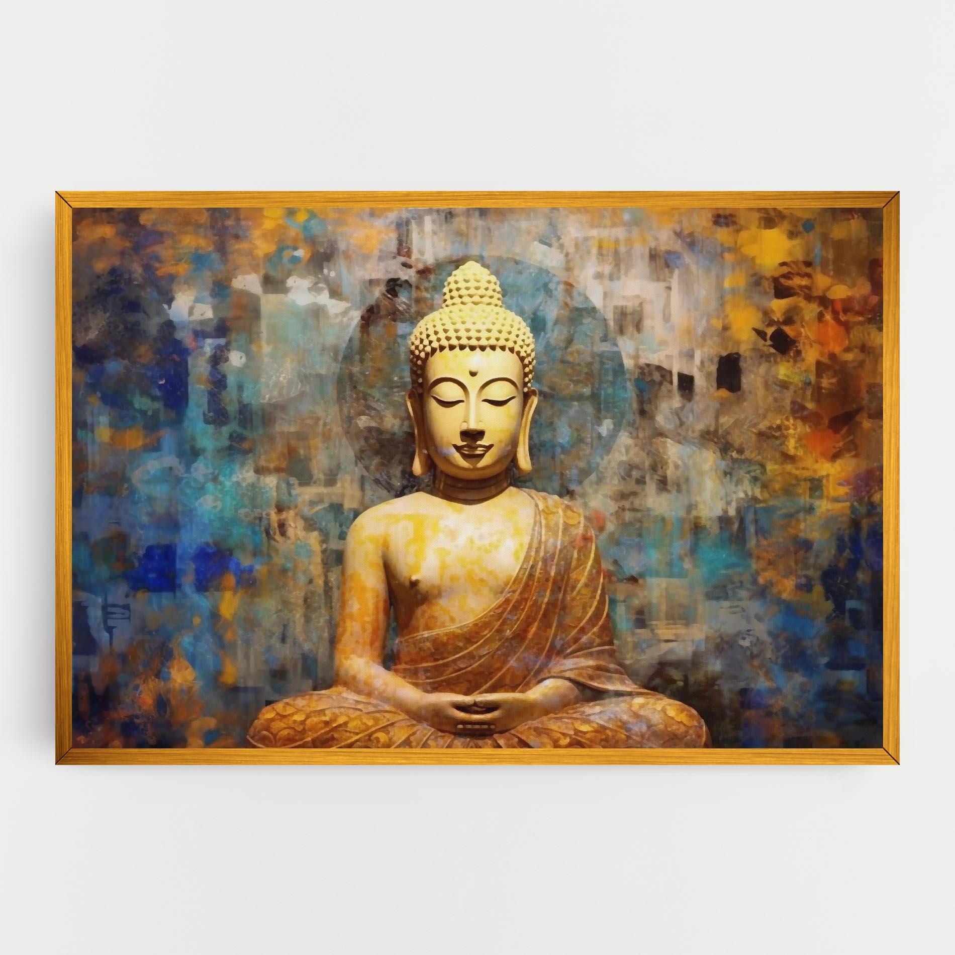 Vászonkép Buddha Blue Gold mockup 0