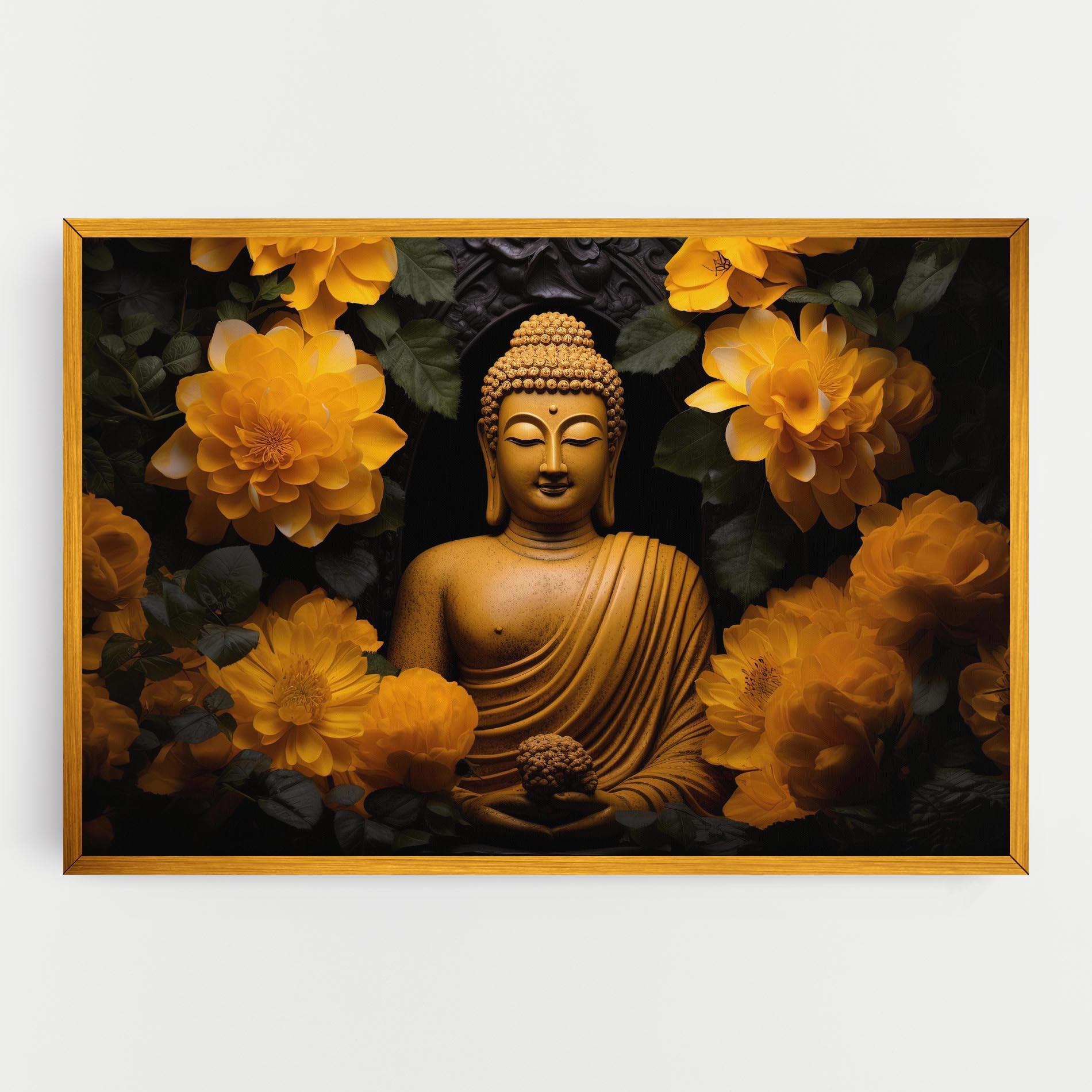 Vászonkép Vecteezy_buddha Statue Surrounded By Yellow Flowers Ai Generated_27745002_860 mockup 0