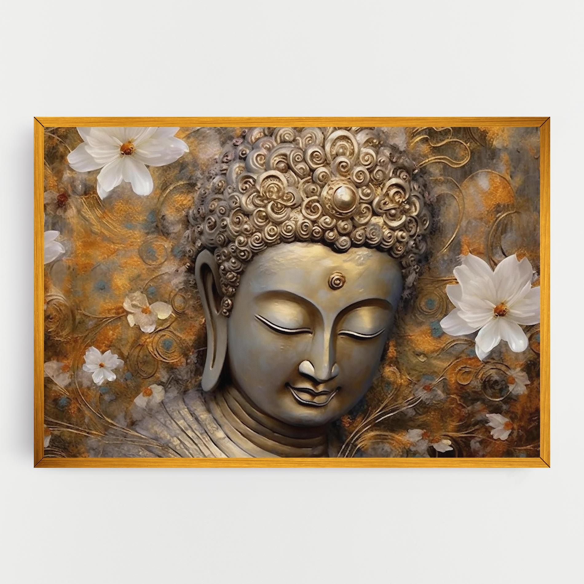 White Flower Buddha Art mockup 0