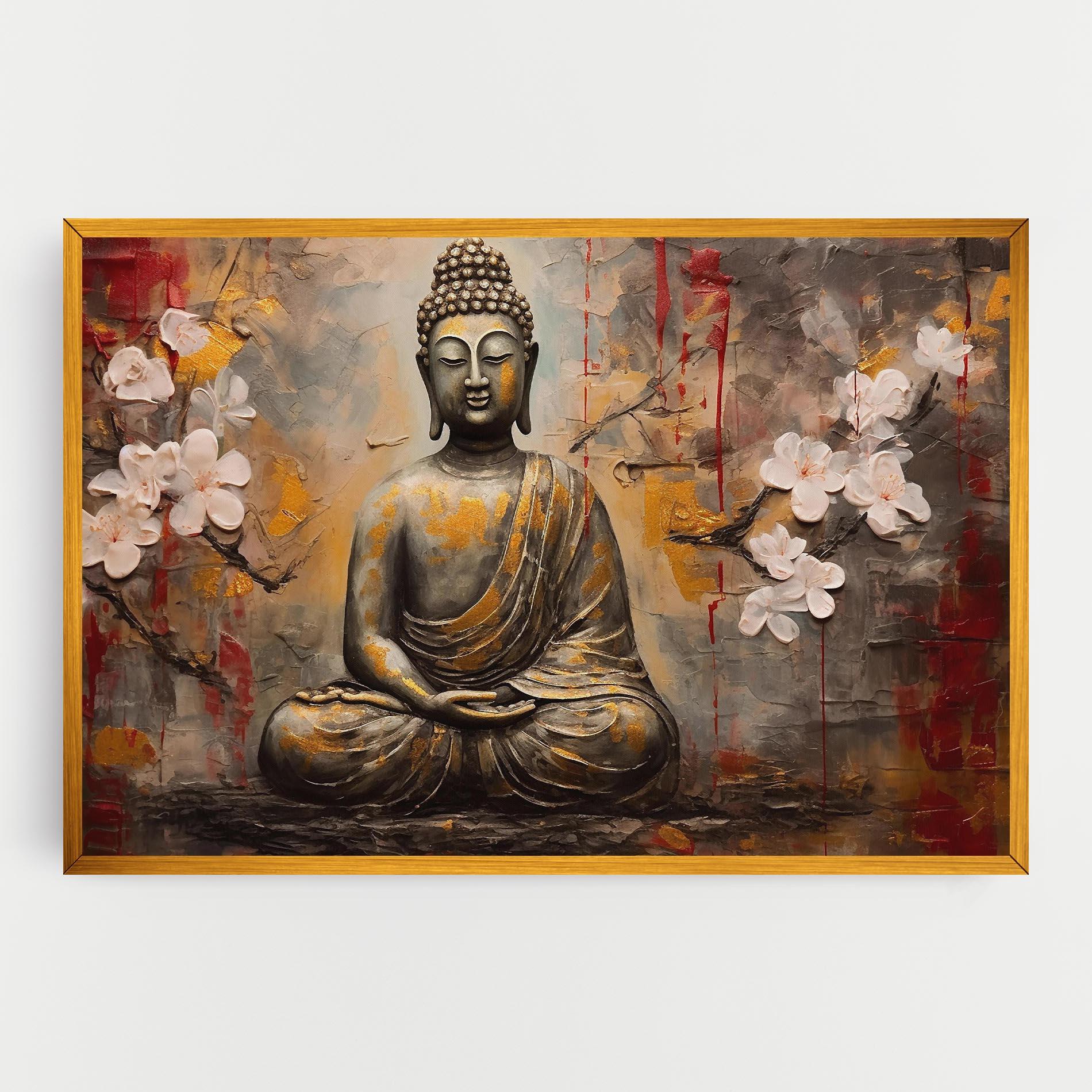 Vászonkép White Red Buddha mockup 0
