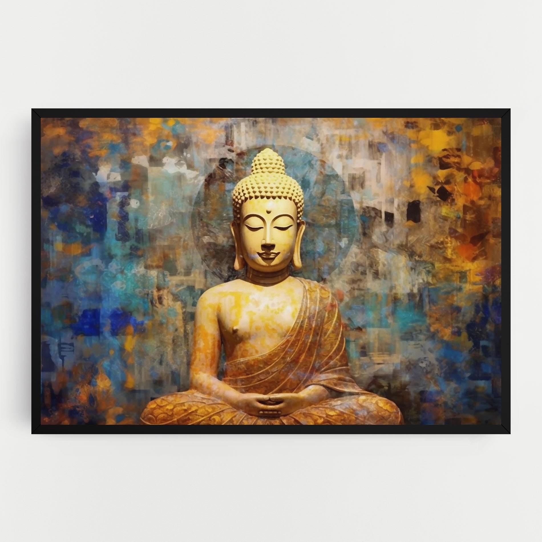 Vászonkép Buddha Blue Gold mockup 0