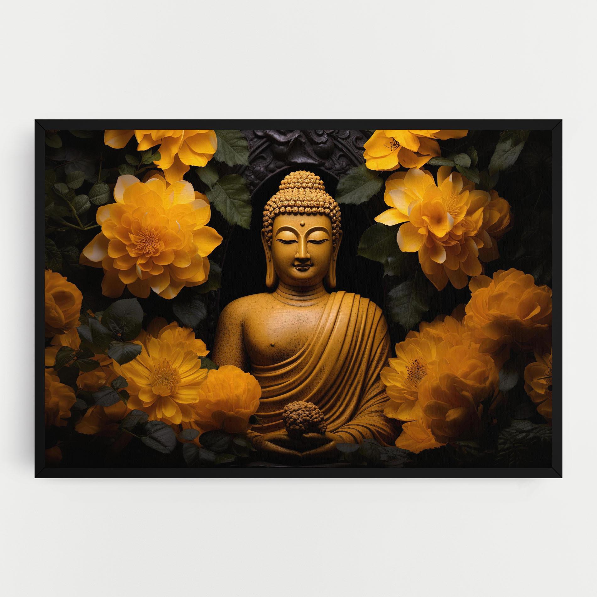 Vászonkép Vecteezy_buddha Statue Surrounded By Yellow Flowers Ai Generated_27745002_860 mockup 0
