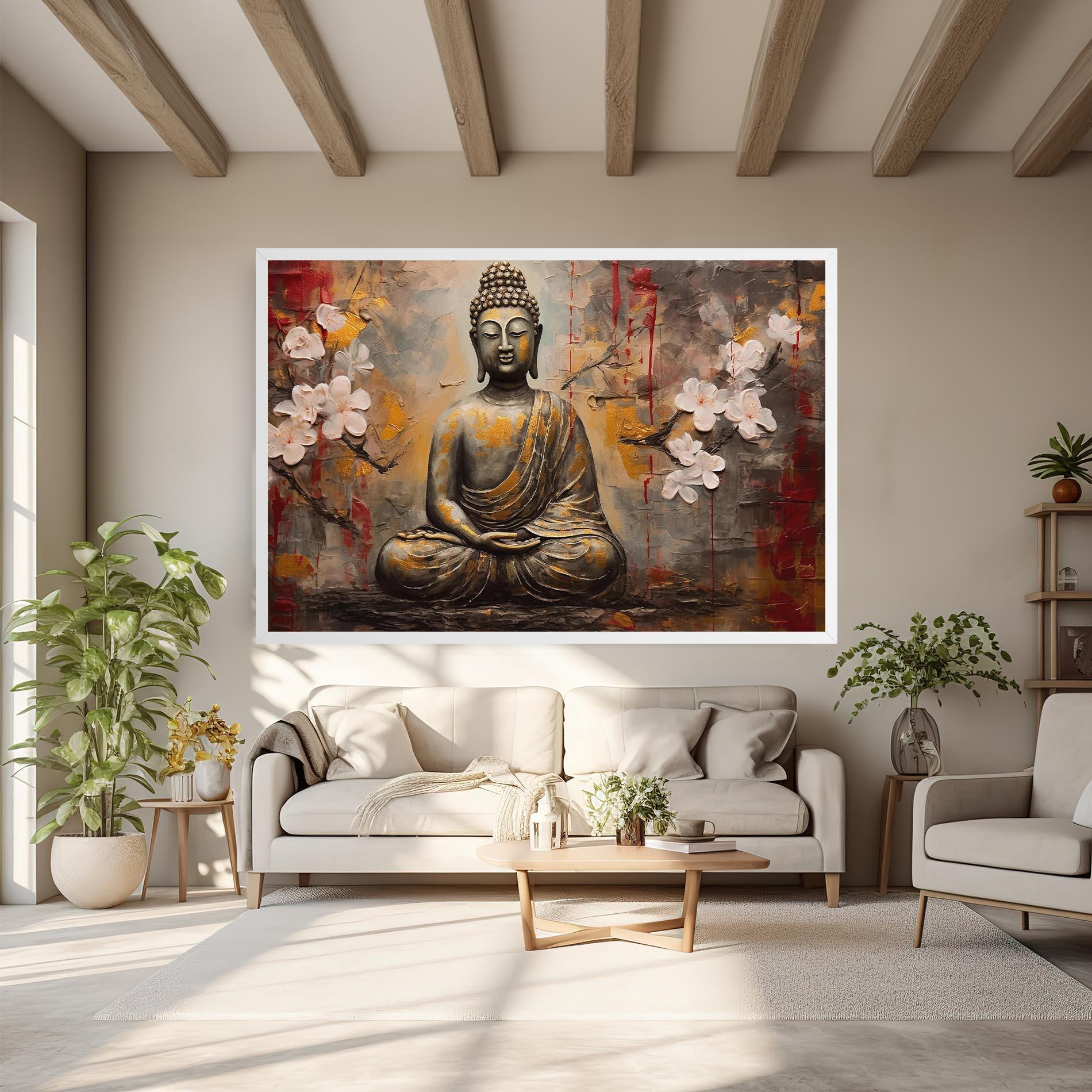 Vászonkép White Red Buddha mockup 6