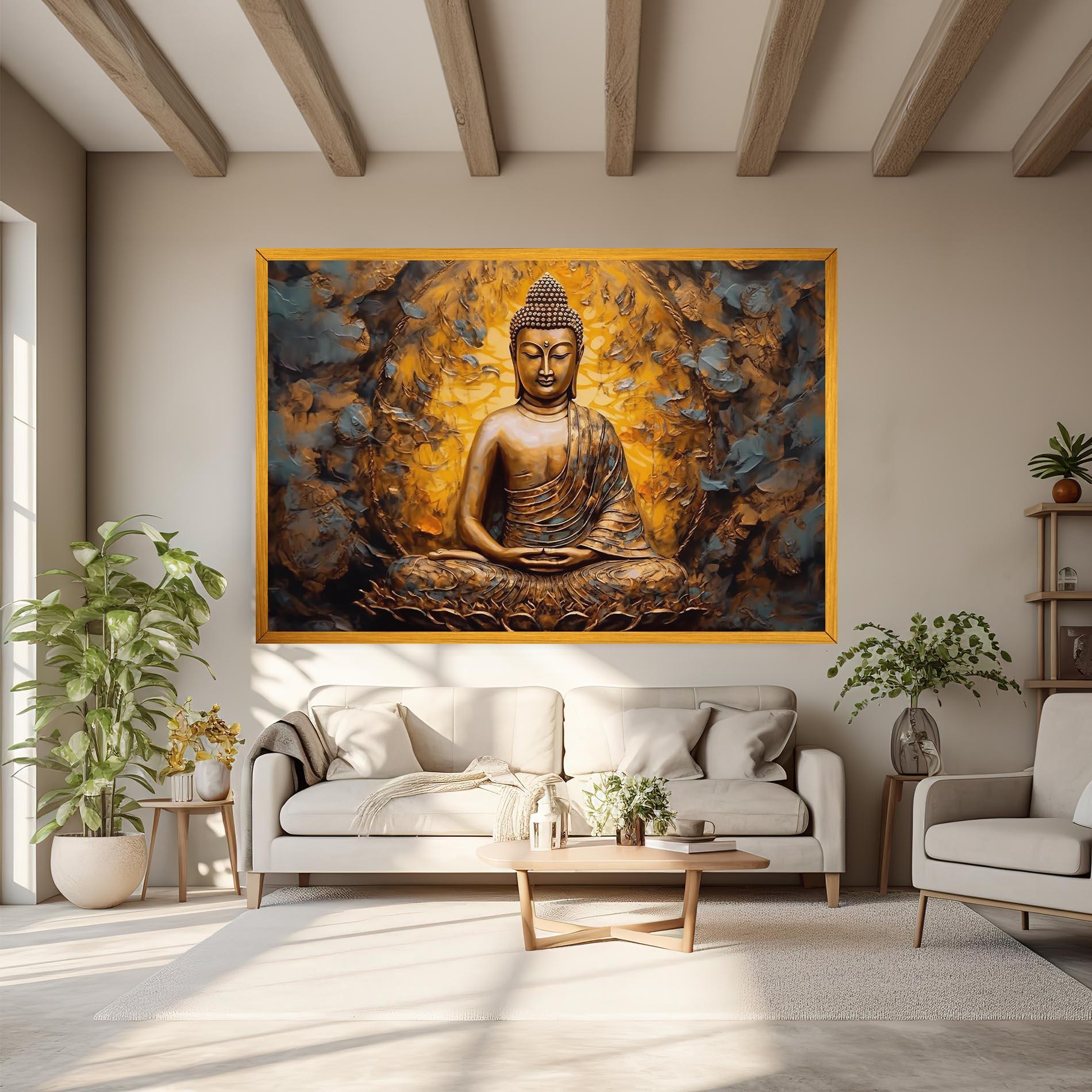 Vászonkép Gold Grey Buddha mockup 6