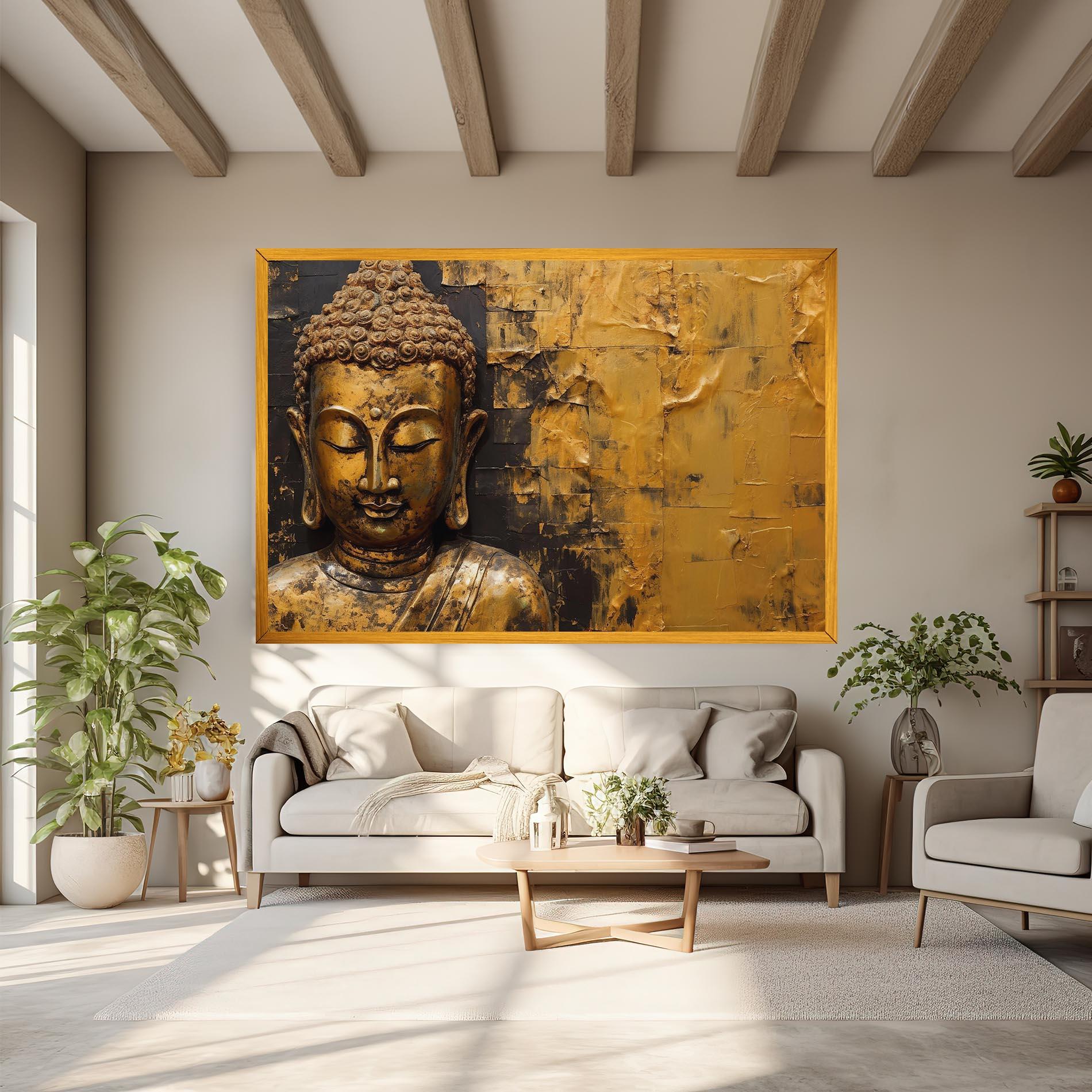 Vászonkép Gold Paint Buddha mockup 6